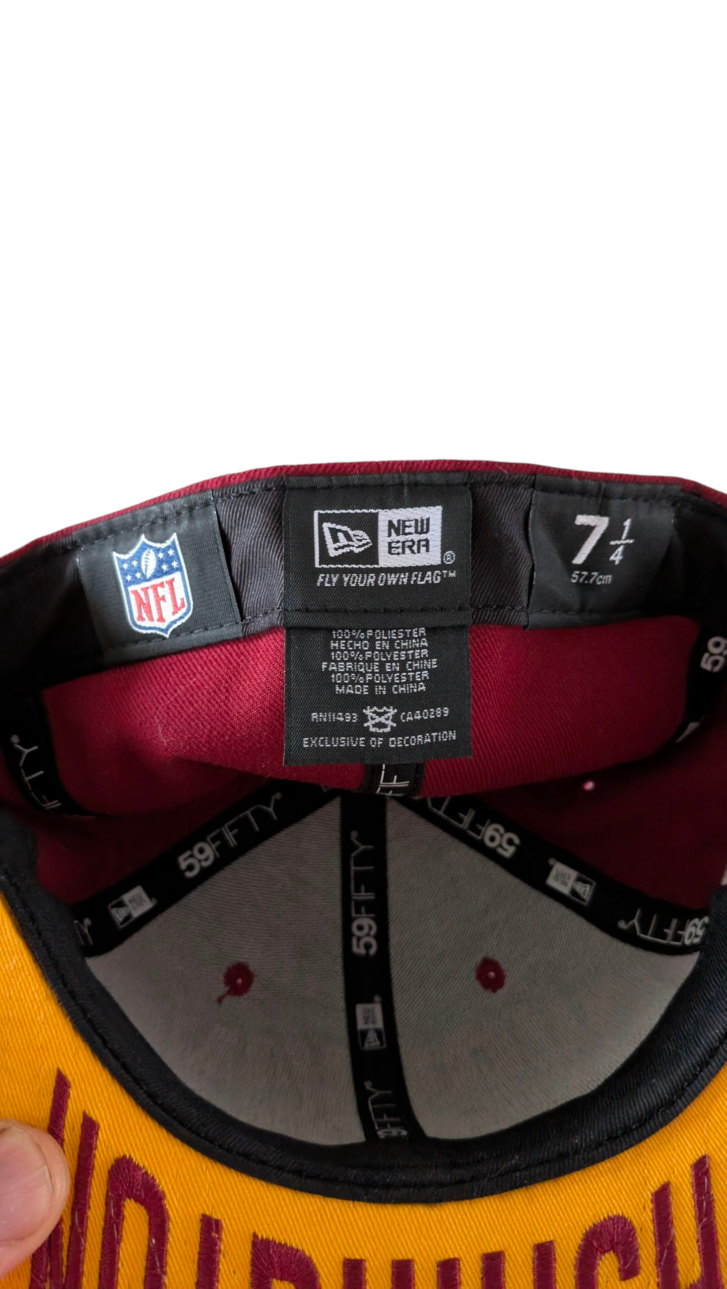 New Era 59FIFTY NFL Fitted Cap Hat 7 1/4 Burgundy Gold - USASTARFASHION