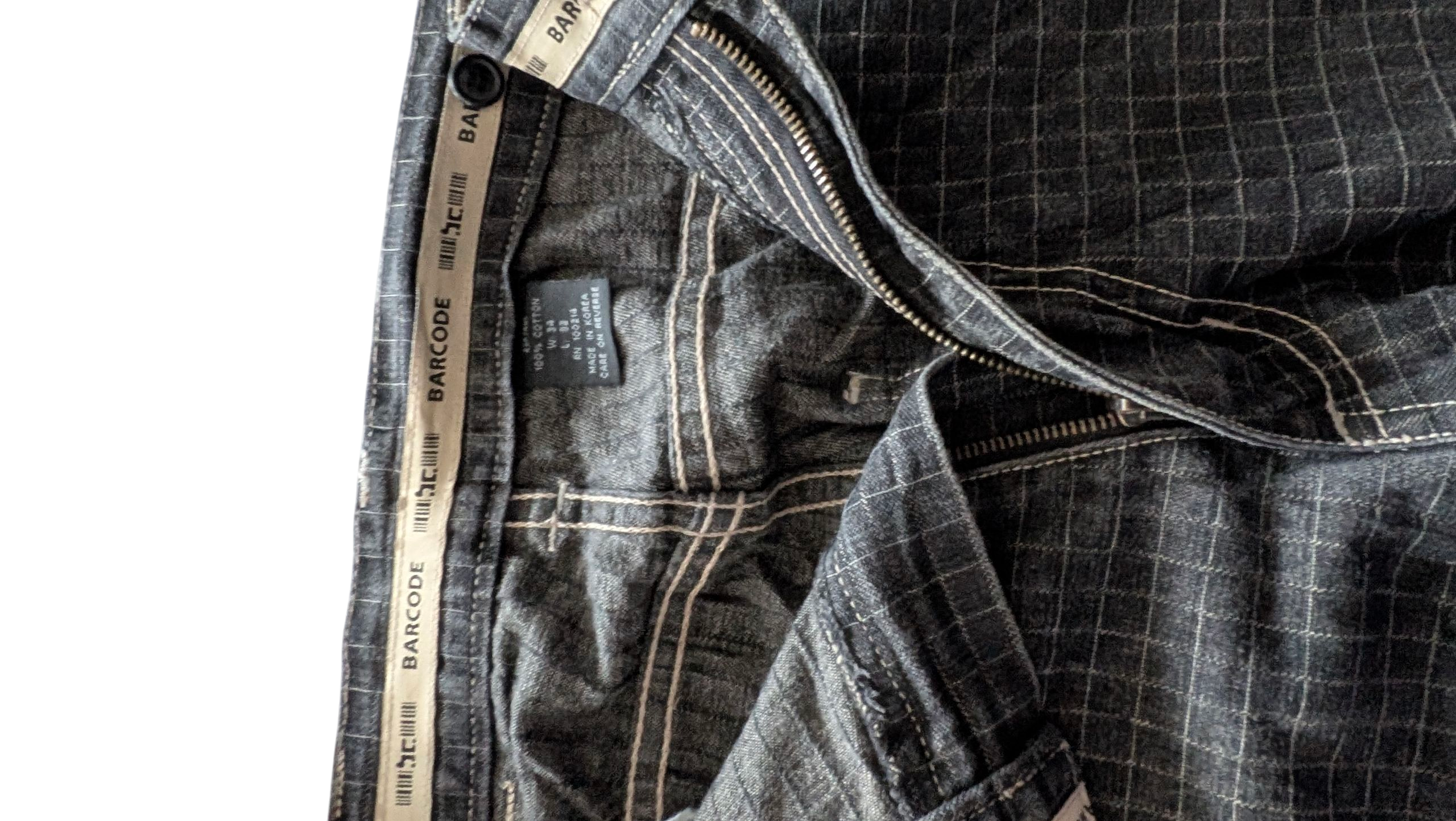 Barcode Grid Jeans W34 L32 Black Denim - USASTARFASHION
