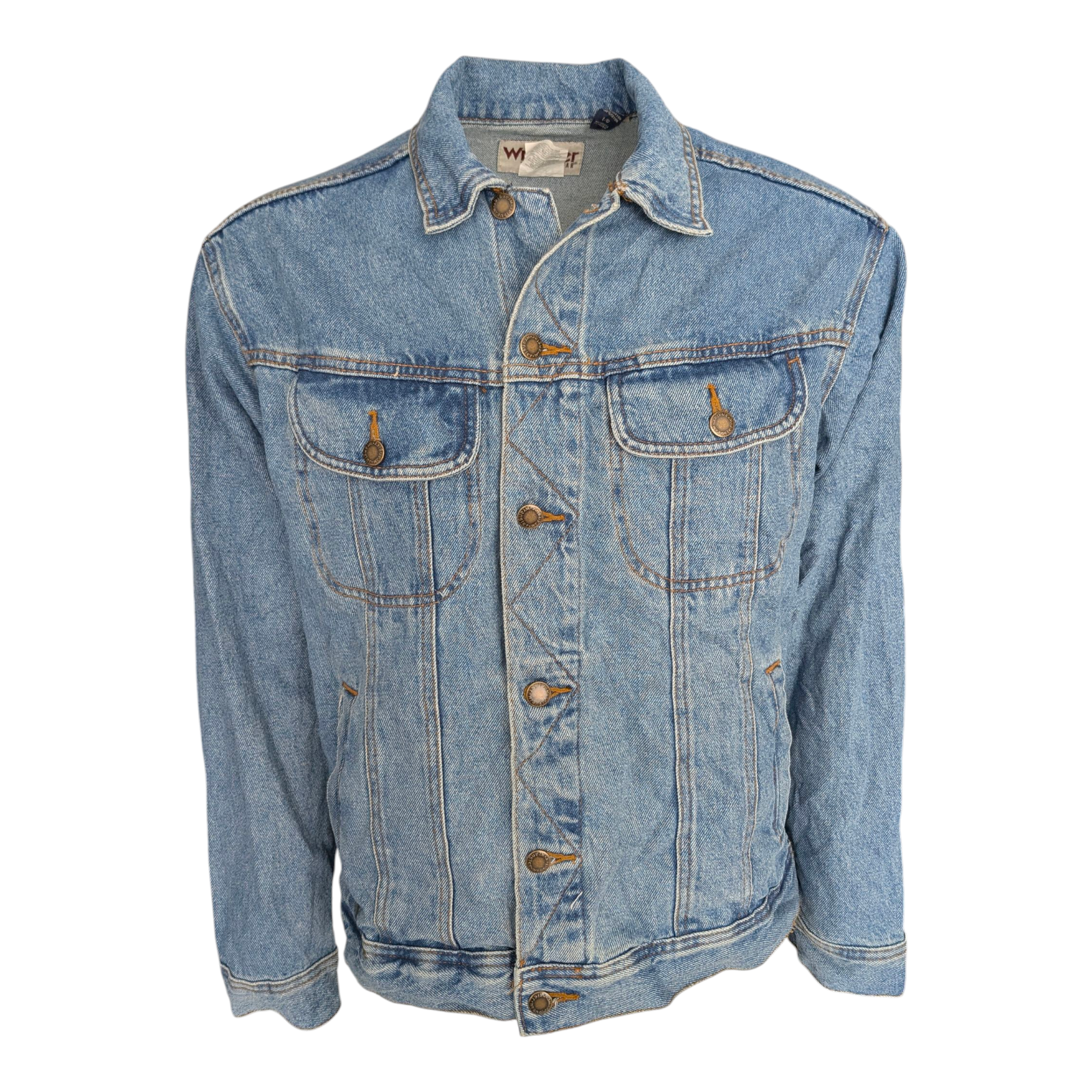 Wrangler Rugged Wear Denim Jacket Light Blue Size L Large 100% Cotton - USASTARFASHION