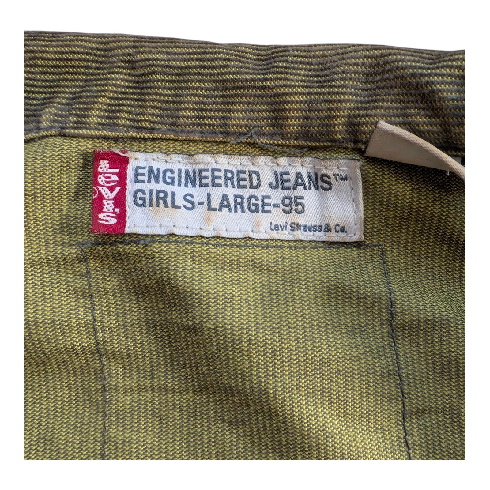 Levi’s Engineered Jeans Jacket Girls Large 95 Green Striped Vintage - USASTARFASHION