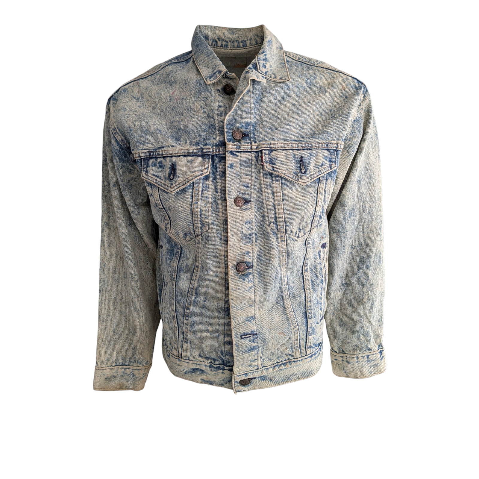 Vintage Levi’s Denim Jacket Acid Wash Made in USA 80s 90s Blue Jean XL - USASTARFASHION