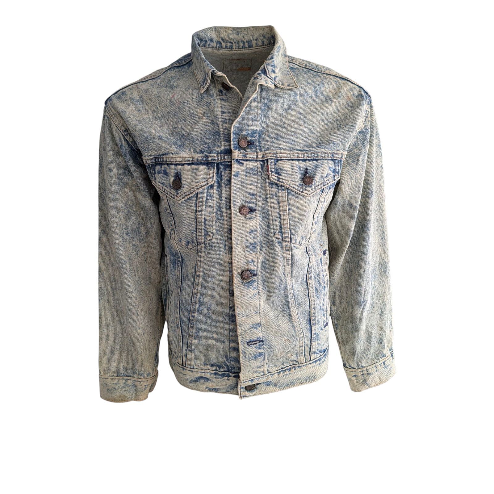 Vintage Levi’s Denim Jacket Acid Wash Made in USA 80s 90s Blue Jean XL - USASTARFASHION