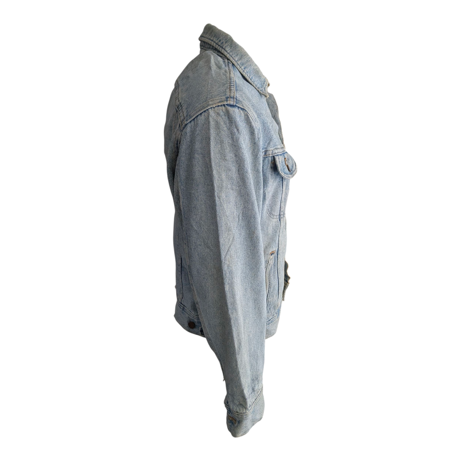 Vintage Lee Denim Jacket Made in USA 100% Cotton Blue Jean Trucker Size M - USASTARFASHION