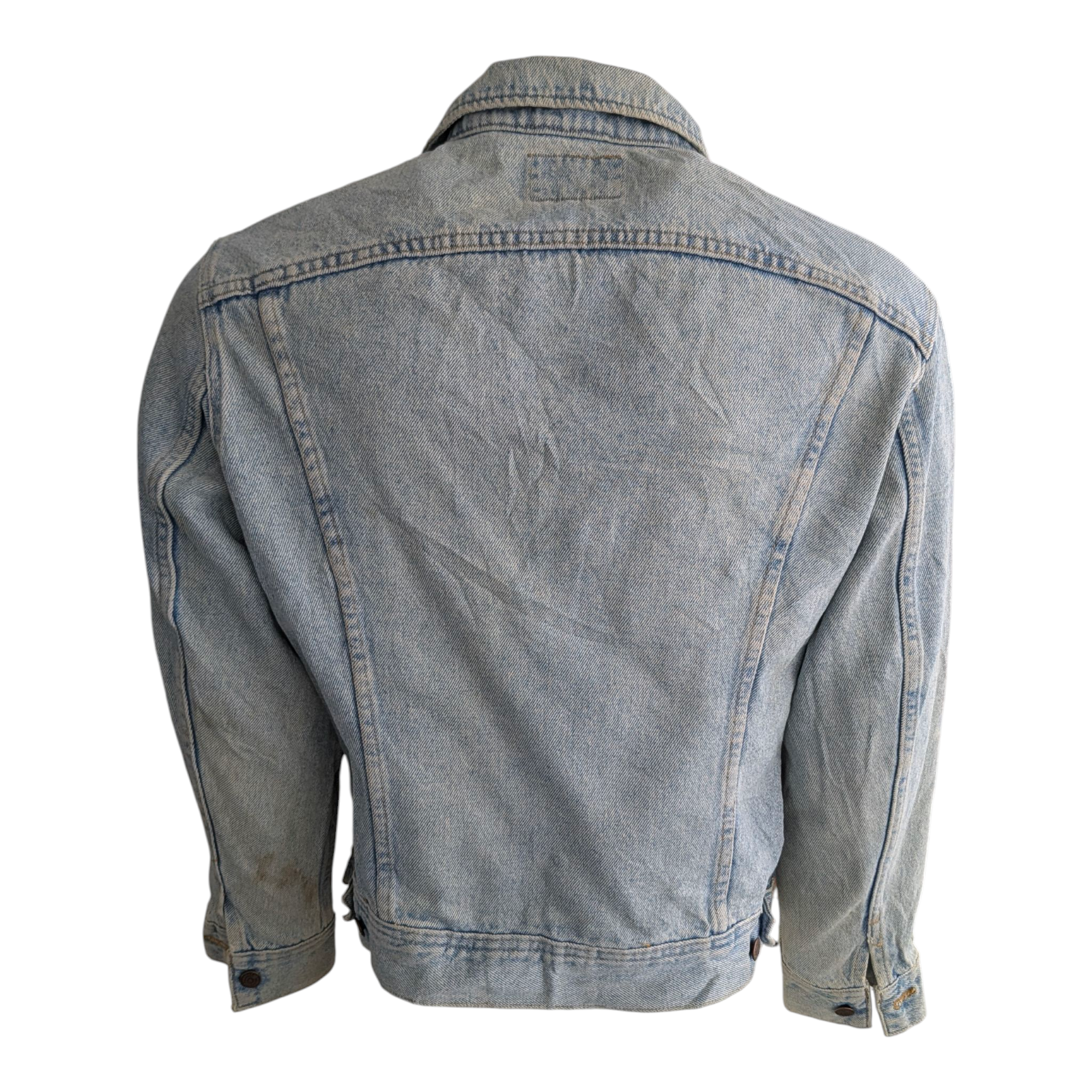 Vintage Lee Denim Jacket Made in USA 100% Cotton Blue Jean Trucker Size M - USASTARFASHION