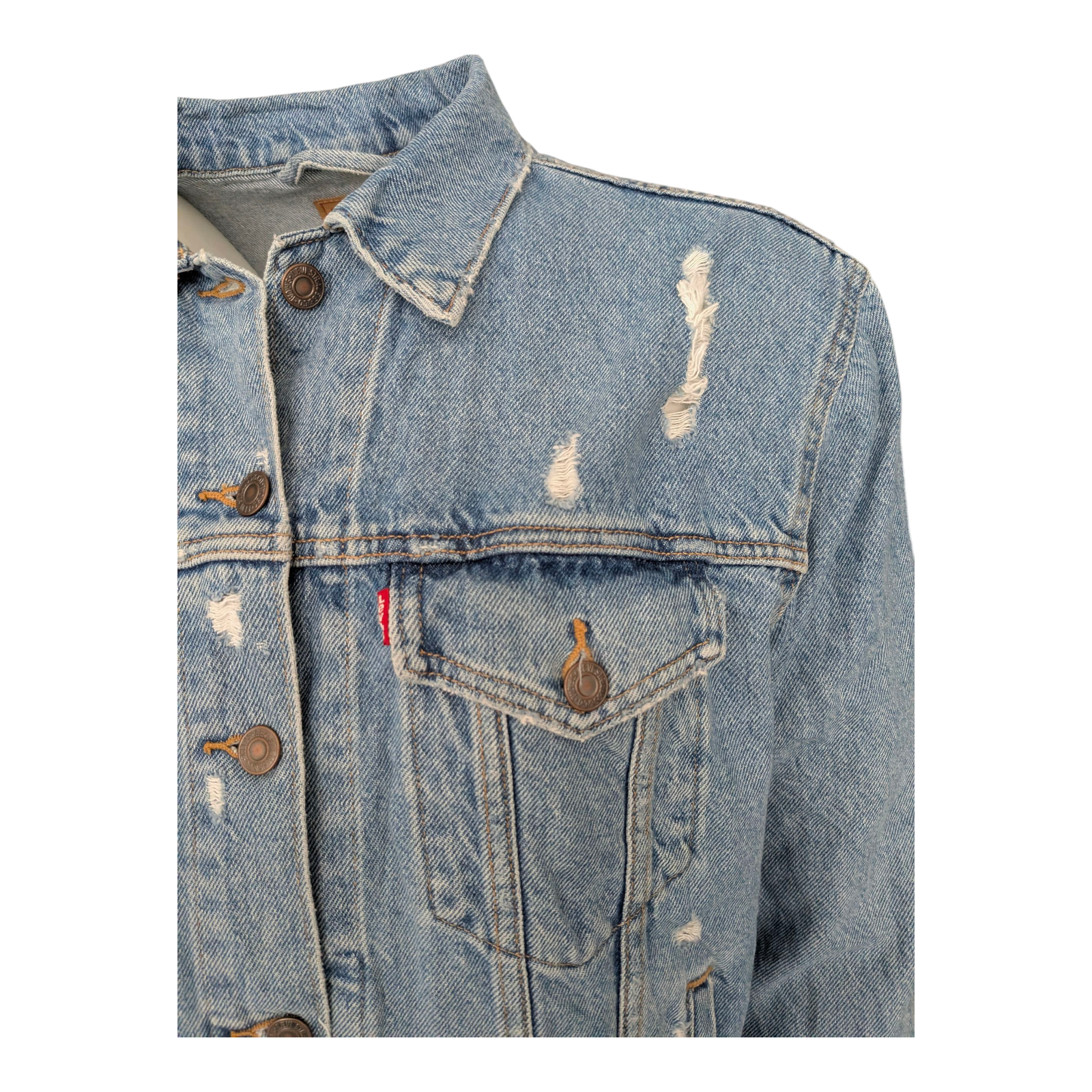 Levi’s Men’s Distressed Blue Denim Trucker Jacket – Size XL - USASTARFASHION