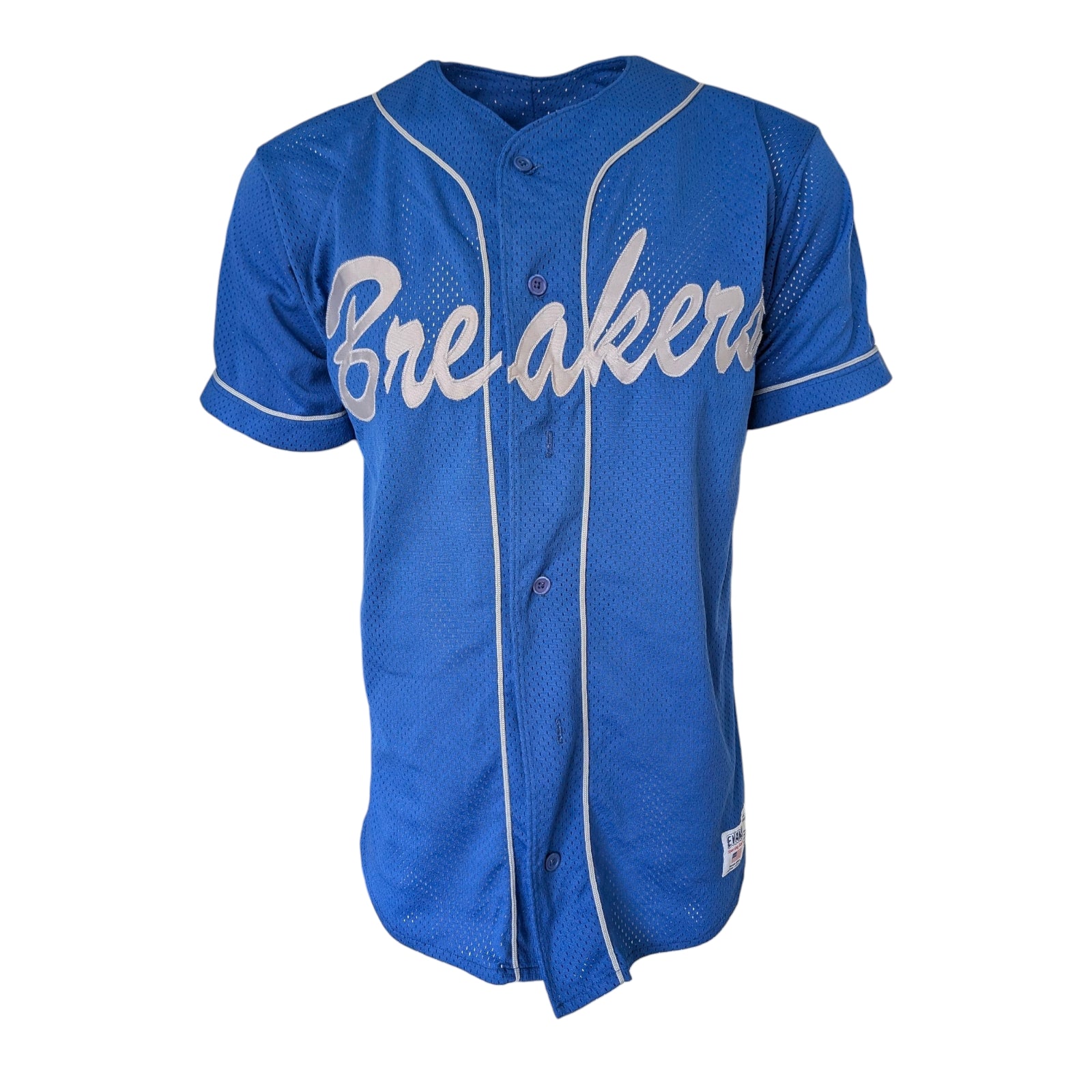 Breakers #33 Blue Mesh Baseball Jersey (Evans Sporting Goods, Size M) - USASTARFASHION