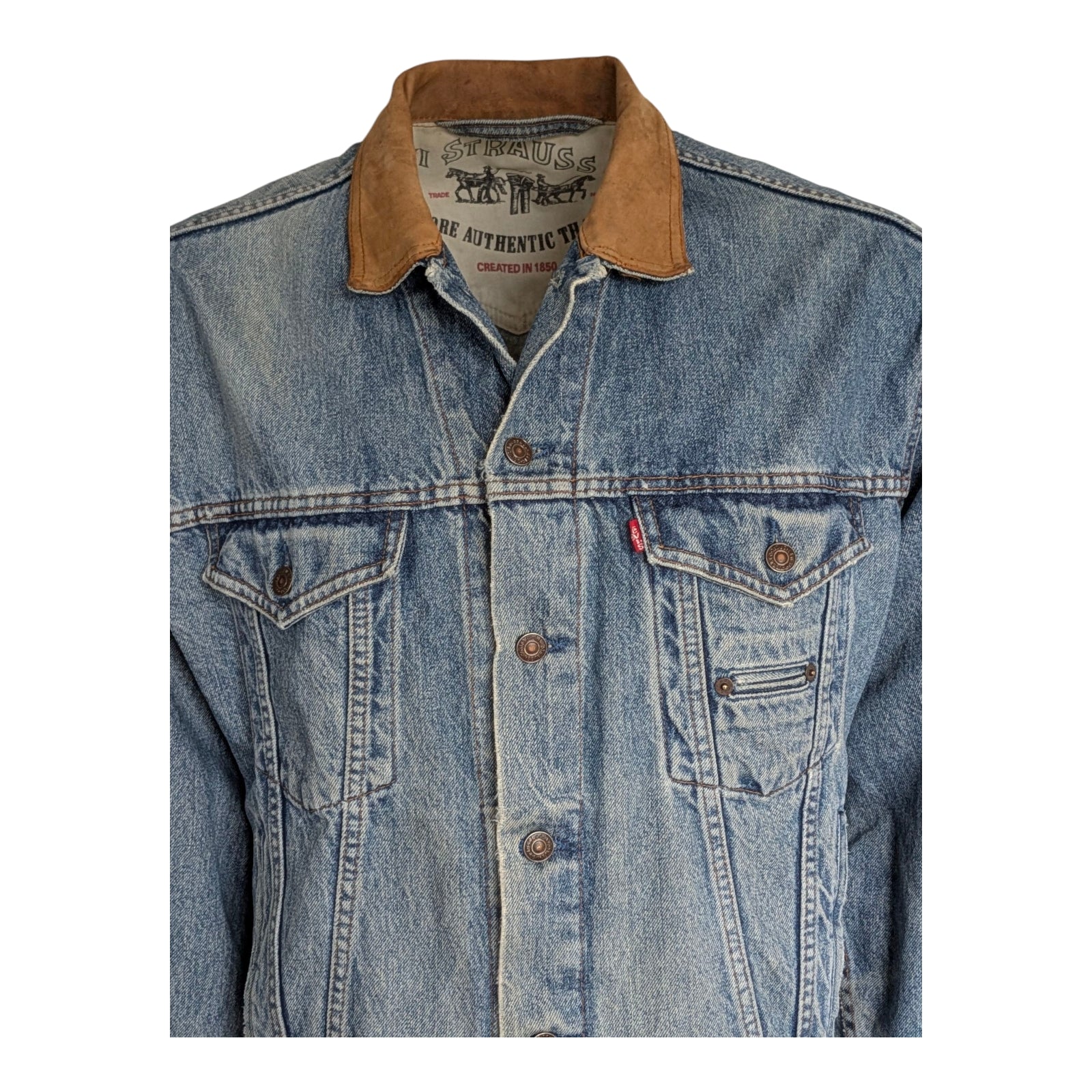 Levi's Denim Jacket – Suede Collar – Made in Canada sz M - USASTARFASHION