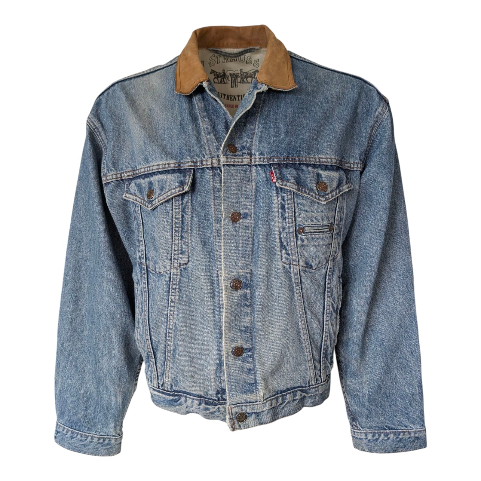 Levi's Denim Jacket – Suede Collar – Made in Canada sz M - USASTARFASHION