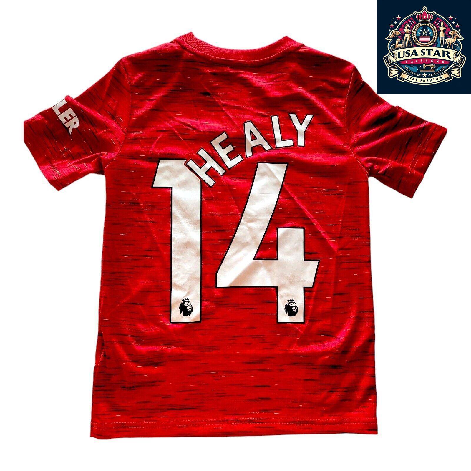 Adidas 2020/21 Manchester United Home Jersey Youth Small Custom "Healy" 14 AEROREADY - USASTARFASHION