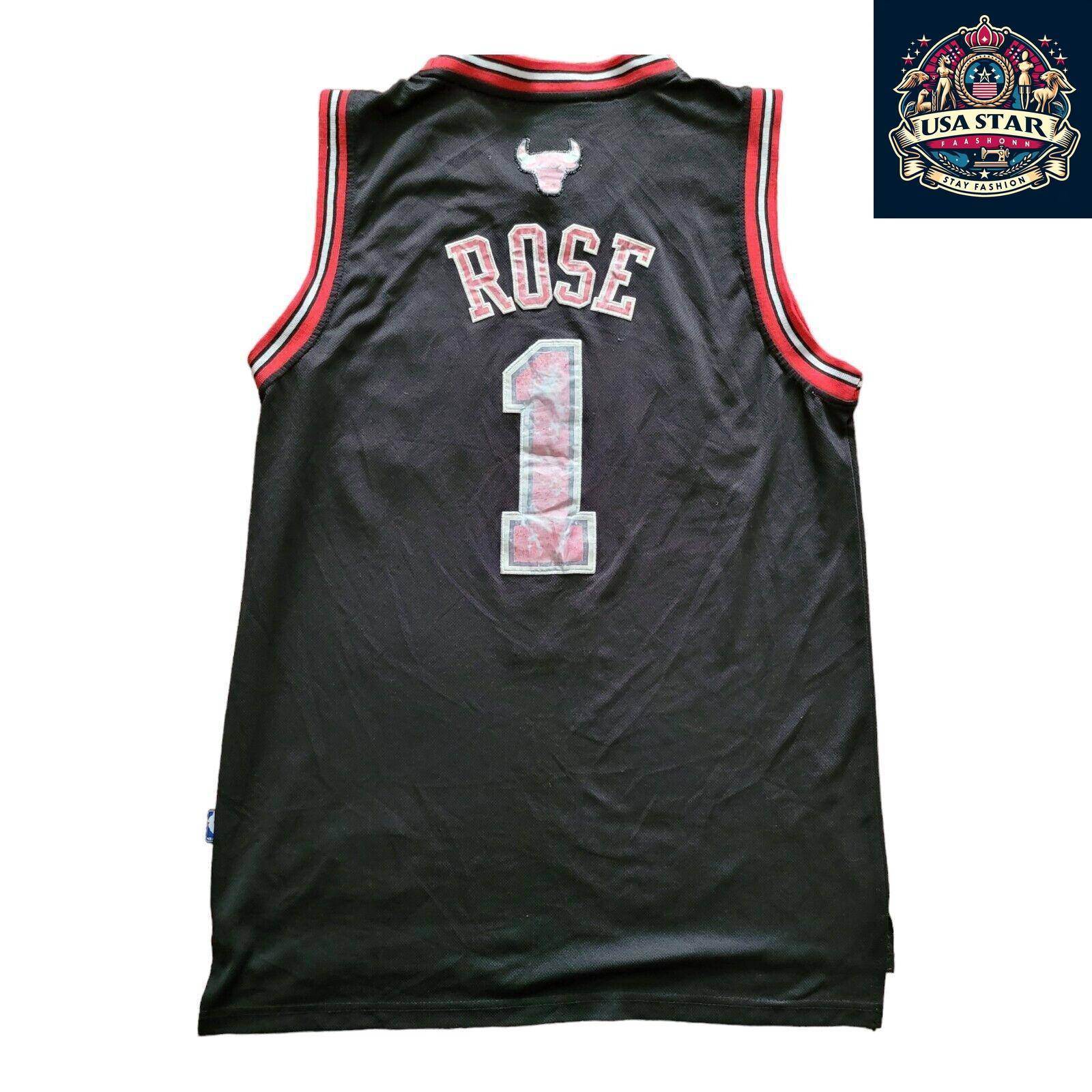 Adidas Chicago Bulls Jersey 1 Derrick Rose Vintage Large Nostalgic NBA Basketball Apparel - USASTARFASHION