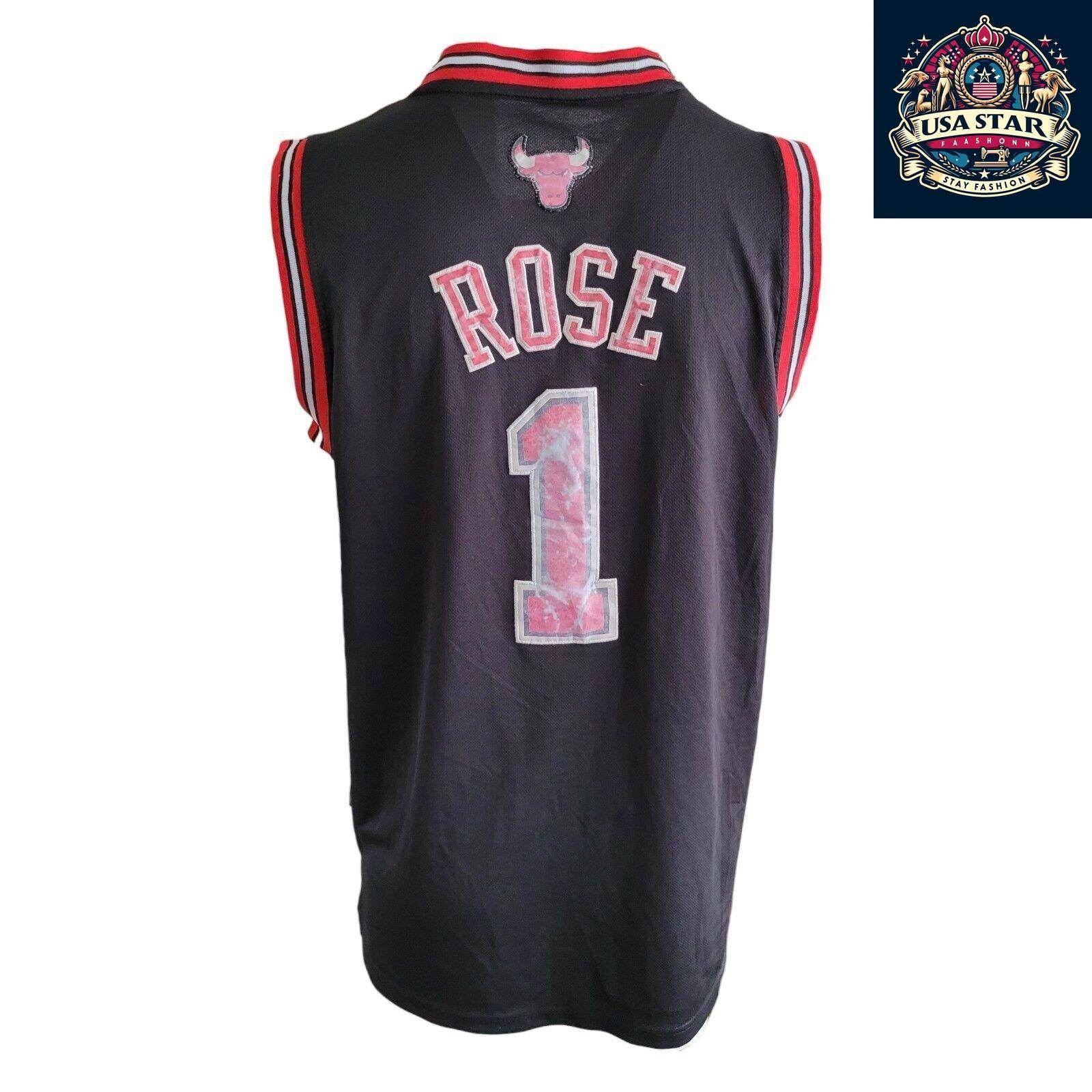Adidas Chicago Bulls Jersey 1 Derrick Rose Vintage Large Nostalgic NBA Basketball Apparel - USASTARFASHION