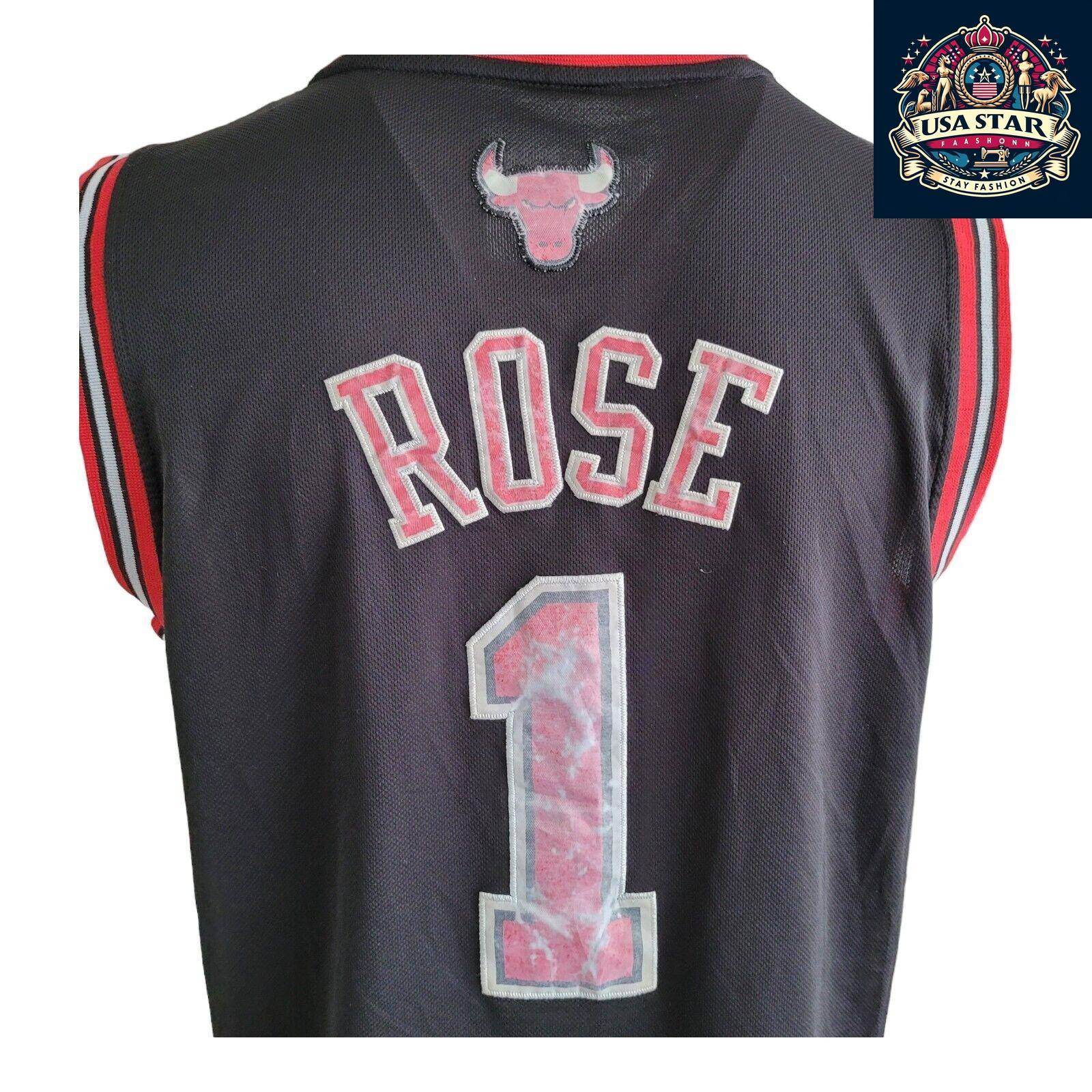 Adidas Chicago Bulls Jersey 1 Derrick Rose Vintage Large Nostalgic NBA Basketball Apparel - USASTARFASHION