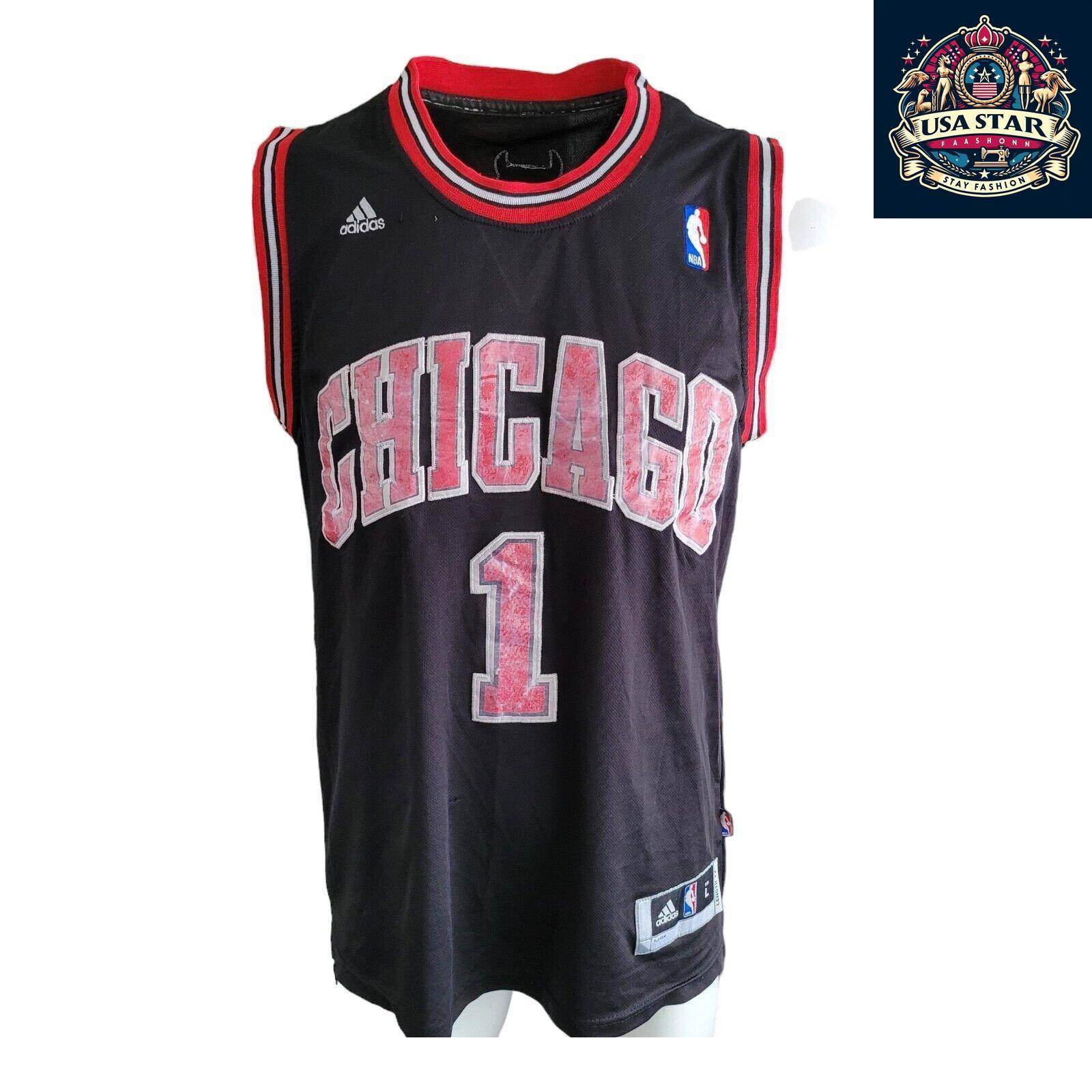 Adidas Chicago Bulls Jersey 1 Derrick Rose Vintage Large Nostalgic NBA Basketball Apparel - USASTARFASHION
