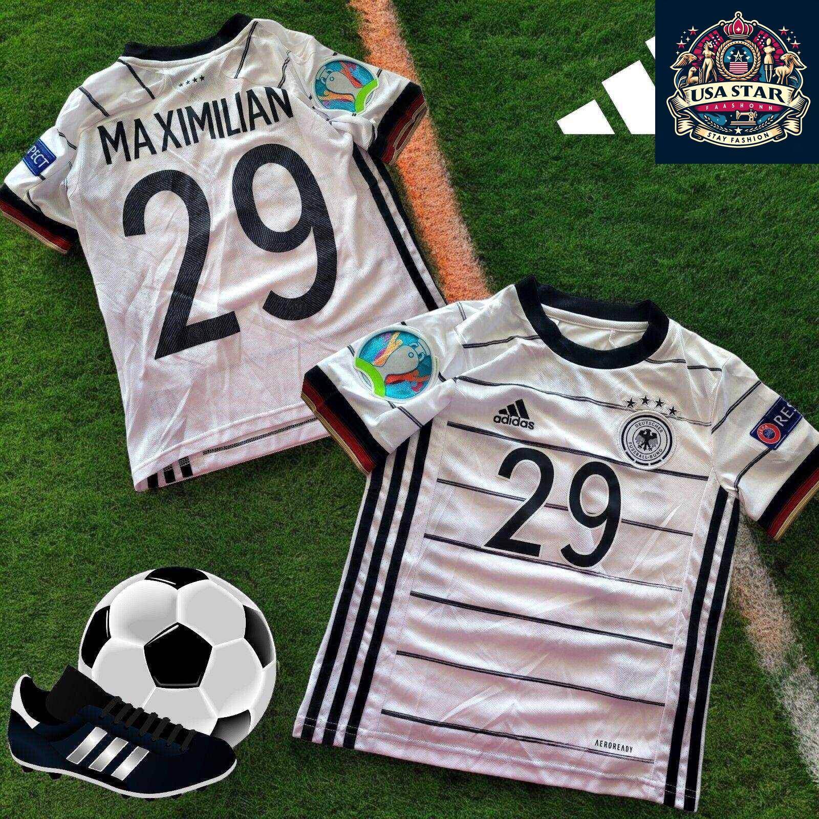 Adidas Germany Kids Soccer Jersey Maximilian 29 Youth Size 7 - 8Y White, 100% Authentic - USASTARFASHION