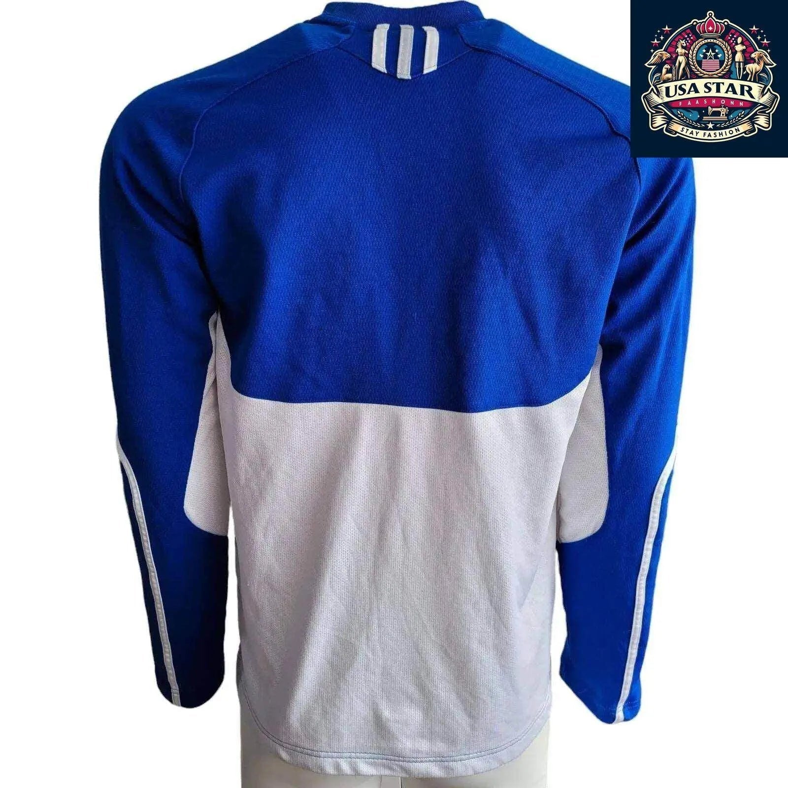 Adidas Long Sleeve Jersey M - Algonquin Thunder Blue with Climalite Moisture - Wicking Fabric - USASTARFASHION
