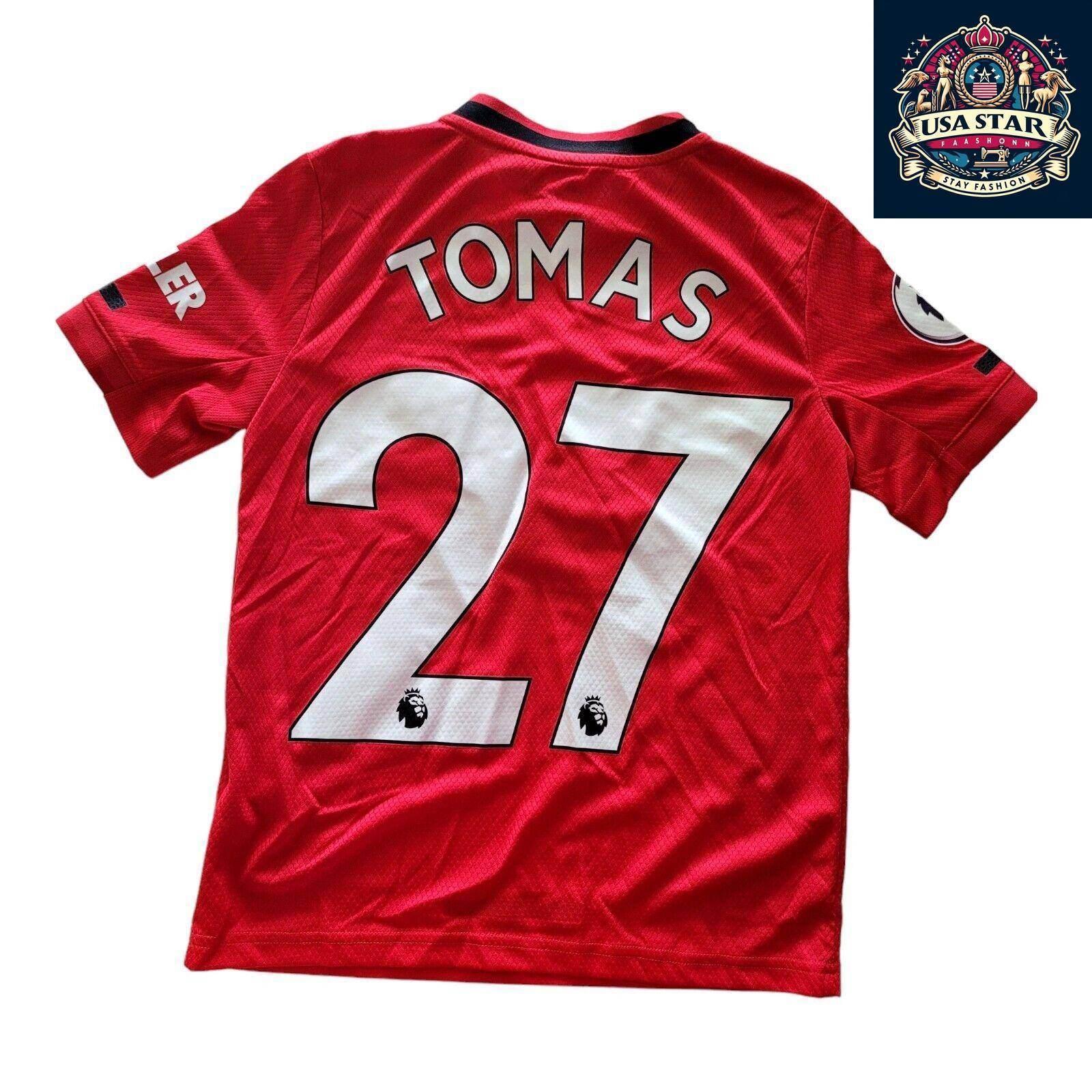 Adidas Manchester United Jersey Kids, Youth Home Jersey Size 9 - 10, Player Tomas 27, Red - USASTARFASHION