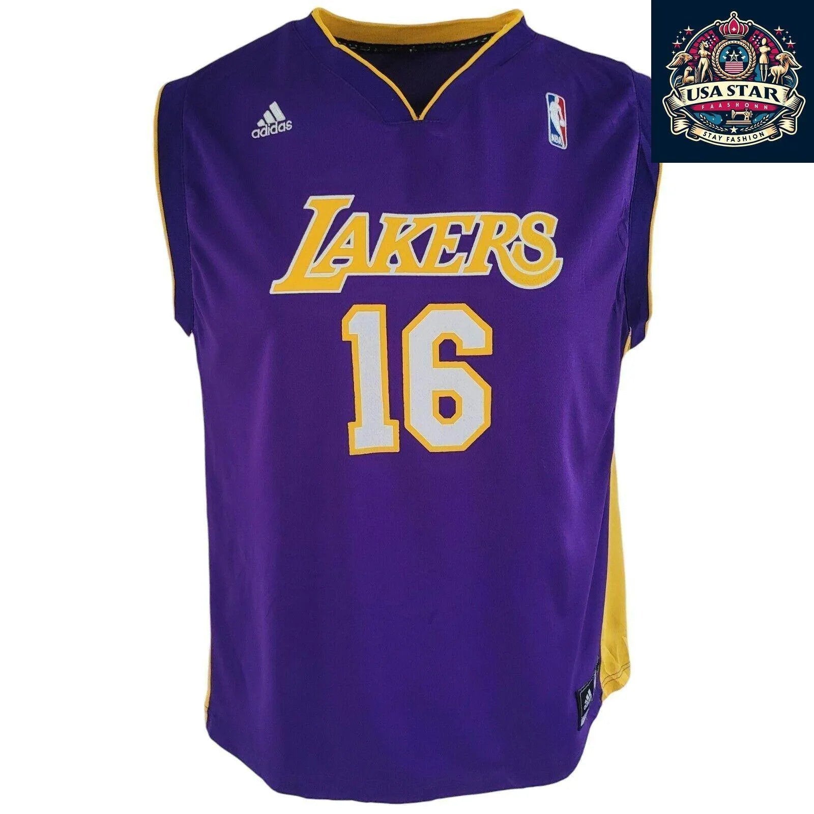 Adidas NBA Lakers Gasol No. 16 Purple Vest Jersey for Youth (18 - 20) & Adults S/M - USASTARFASHION