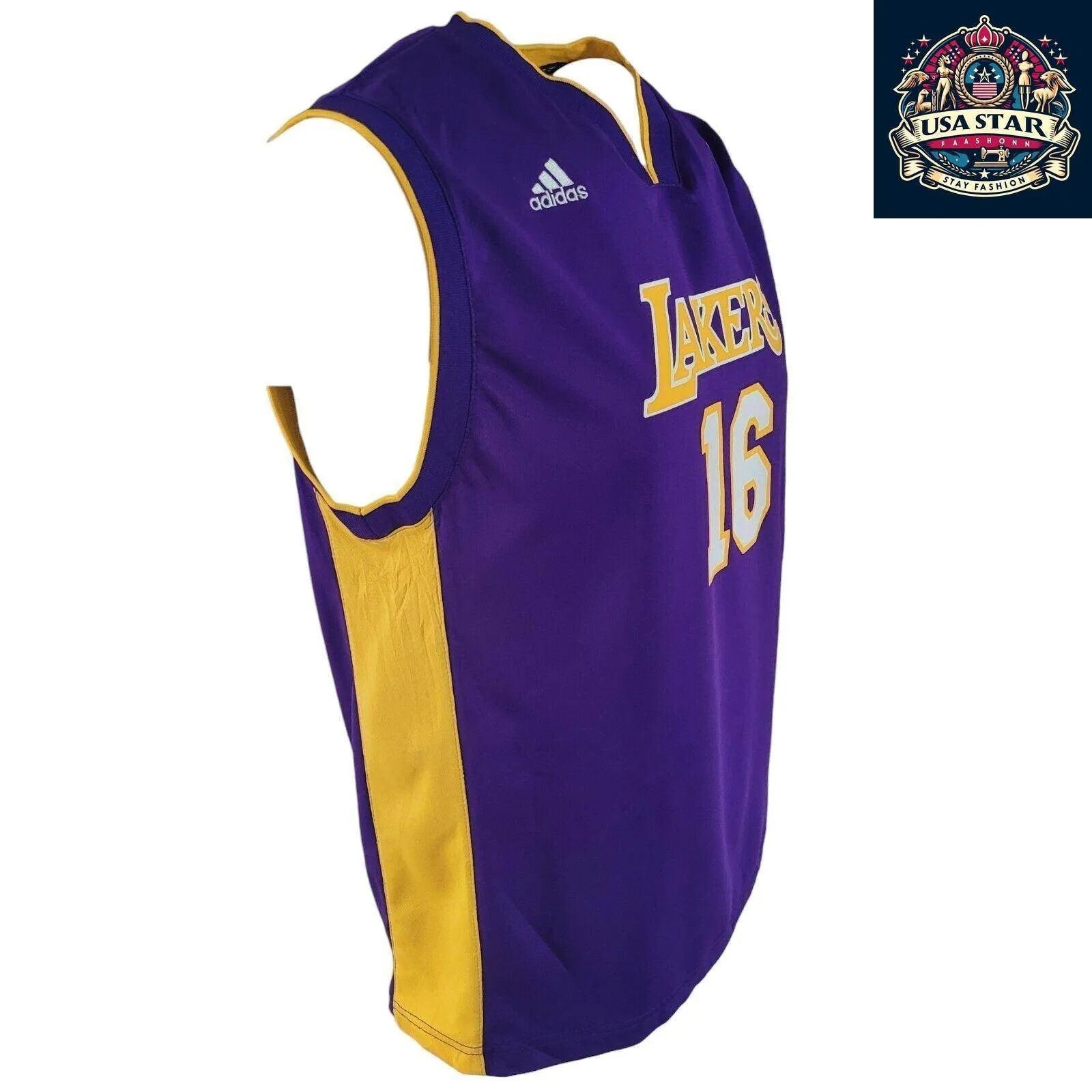 Adidas NBA Lakers Gasol No. 16 Purple Vest Jersey for Youth (18 - 20) & Adults S/M - USASTARFASHION