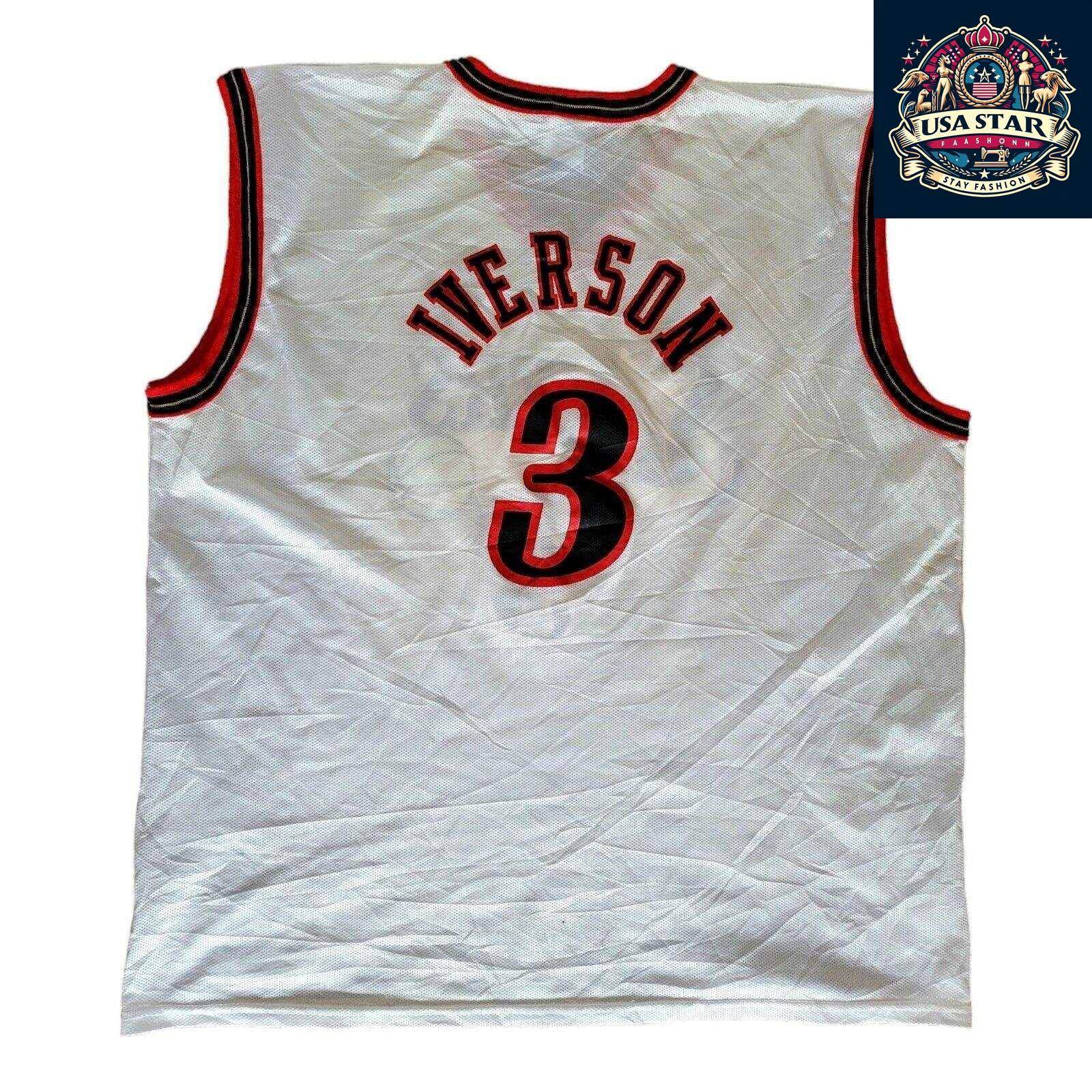 Allen Iverson 3 Jersey – Champion Brand XL (44) | Philadelphia 76ers Basketball Memorabilia - USASTARFASHION