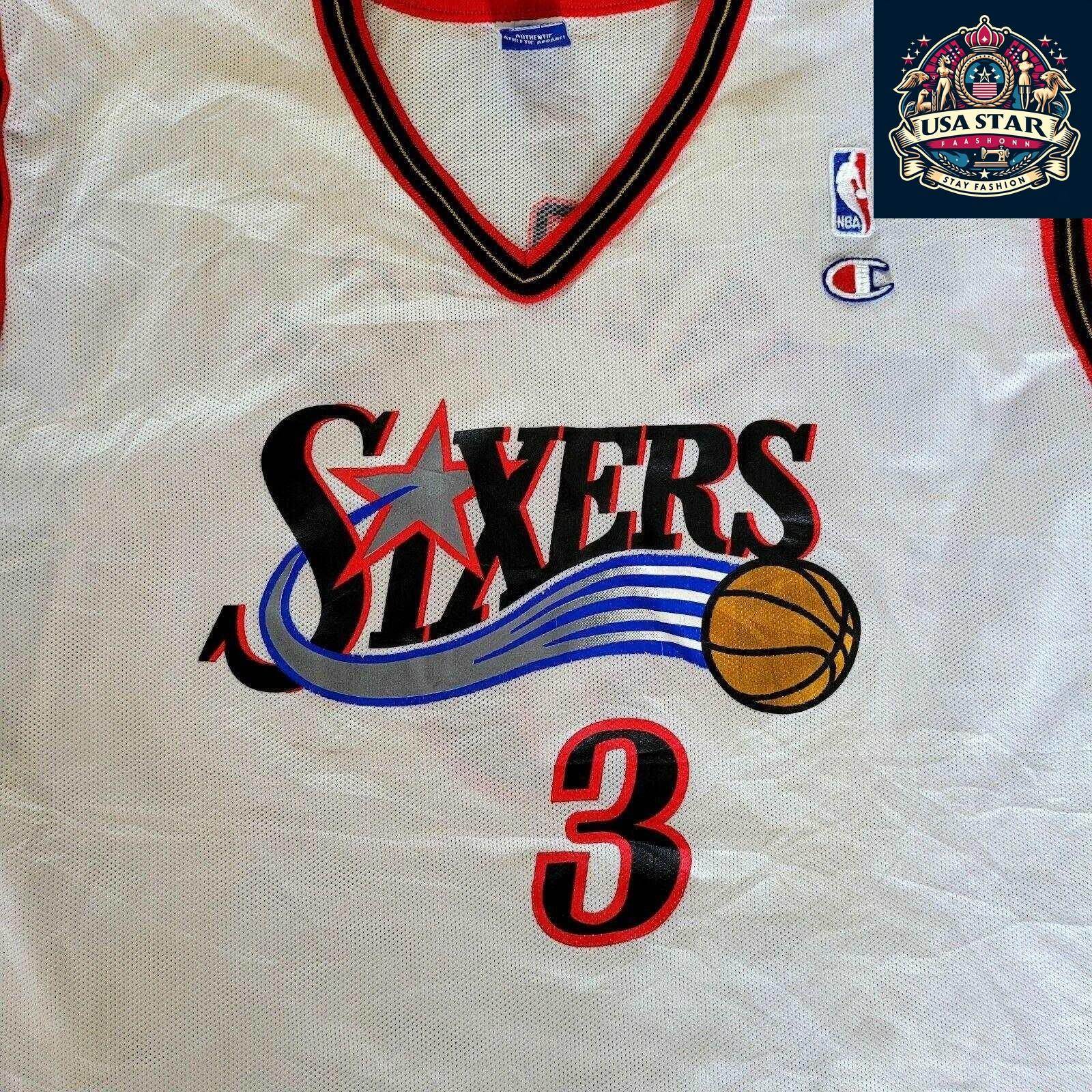 Allen Iverson 3 Jersey – Champion Brand XL (44) | Philadelphia 76ers Basketball Memorabilia - USASTARFASHION