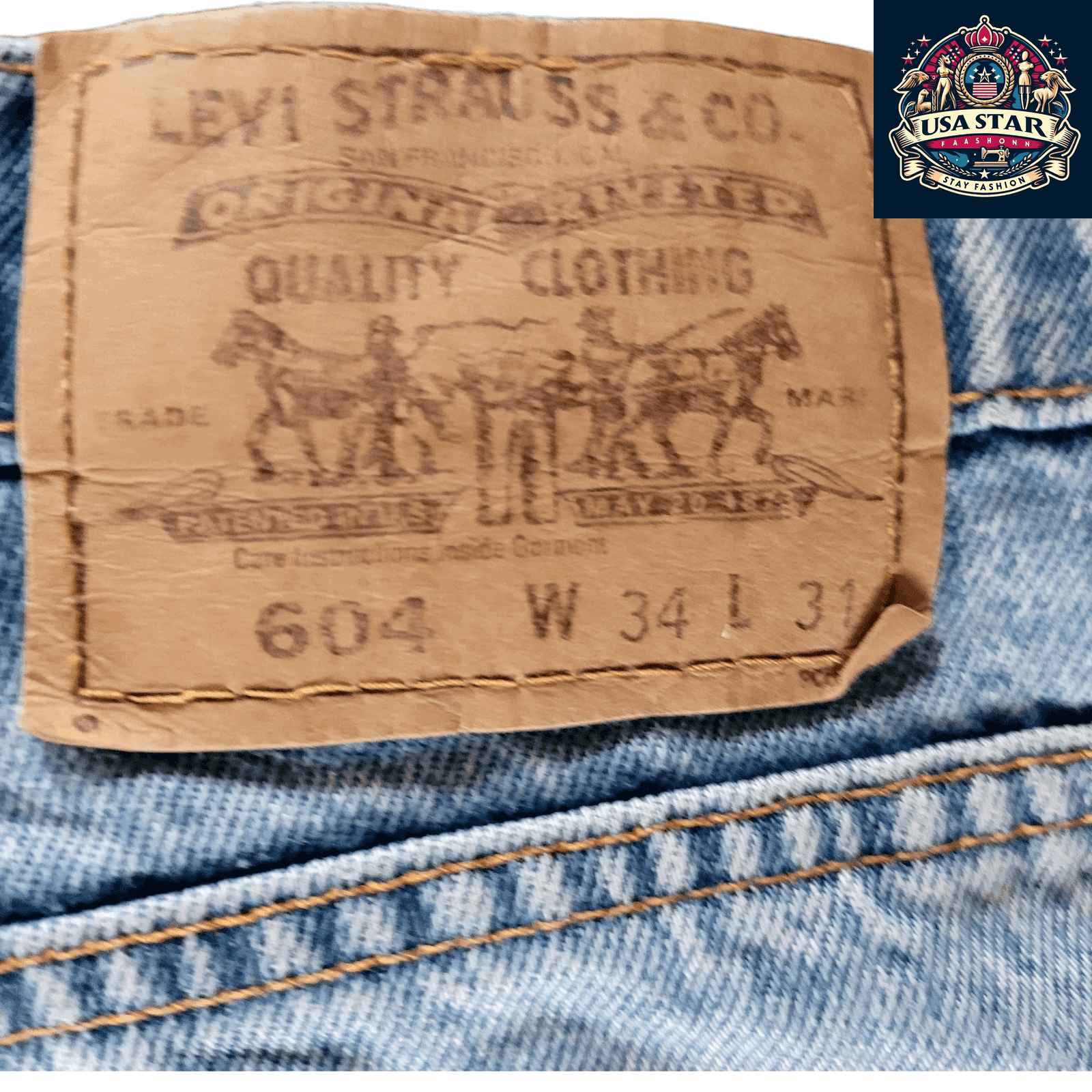 Authentic Levi's 604 Denim Shorts W34 L31 Light Wash Relaxed Fit Classic 5 - Pocket Style - USASTARFASHION