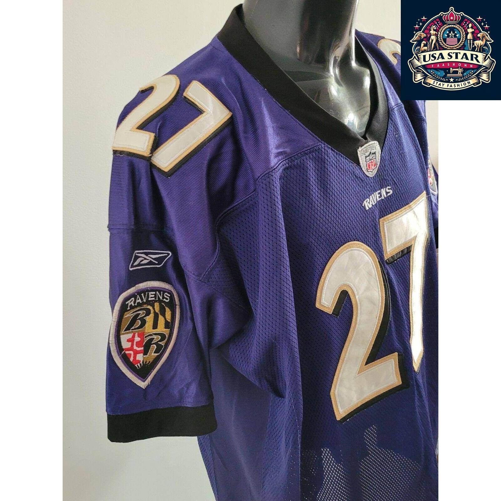 Baltimore Ravens Authentic Reebok Jersey Adult Large 27 Ray Rice - Comfortable & Durable NFL Apparel - USASTARFASHION