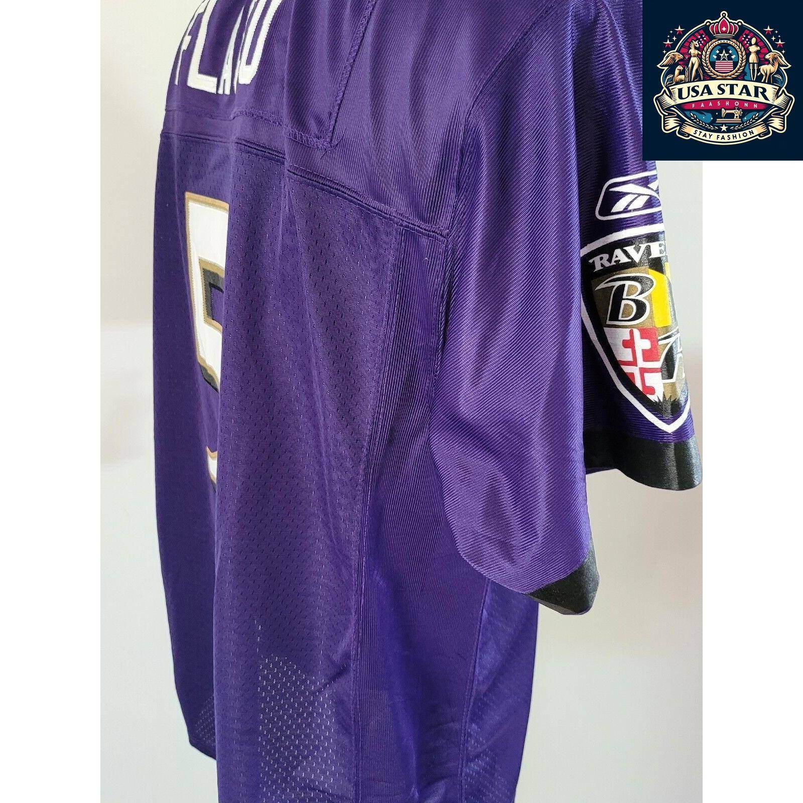 Baltimore Ravens Jersey Youth XL Flacco 5 Reebok Purple Durable Comfort High - Quality Fabric - USASTARFASHION