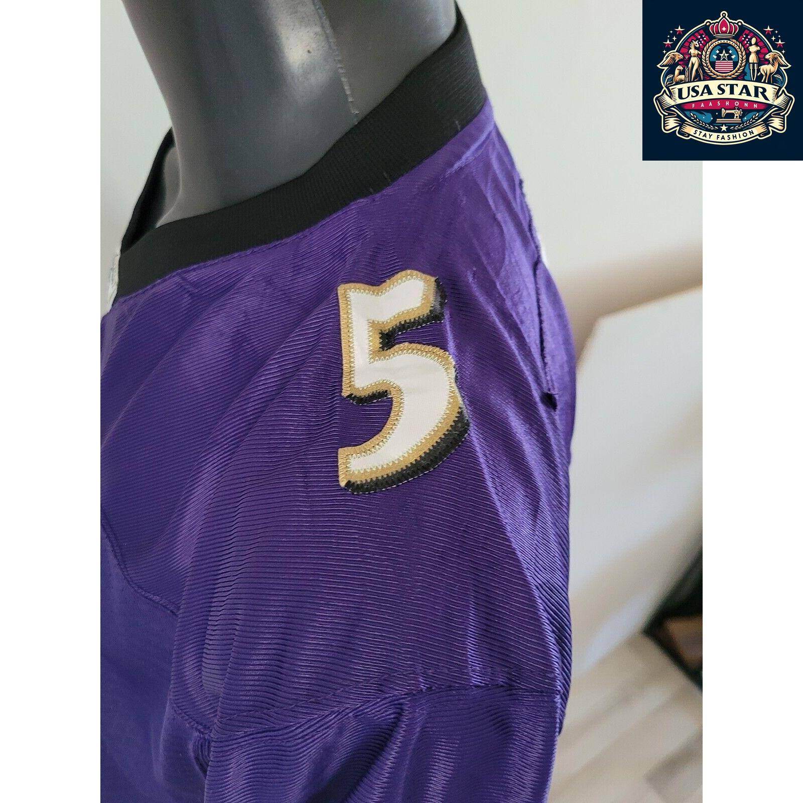 Baltimore Ravens Jersey Youth XL Flacco 5 Reebok Purple Durable Comfort High - Quality Fabric - USASTARFASHION