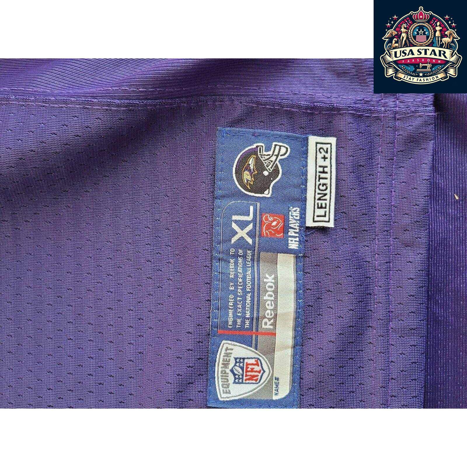 Baltimore Ravens Jersey Youth XL Flacco 5 Reebok Purple Durable Comfort High - Quality Fabric - USASTARFASHION