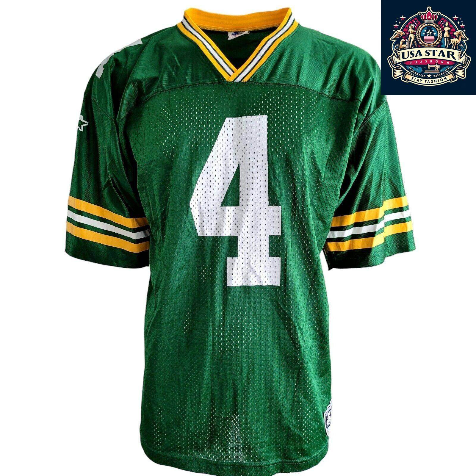 Brett Favre Jersey 4 Green Bay Packers - Size XL, 100% Polyester, Authentic NFL Gear - USASTARFASHION
