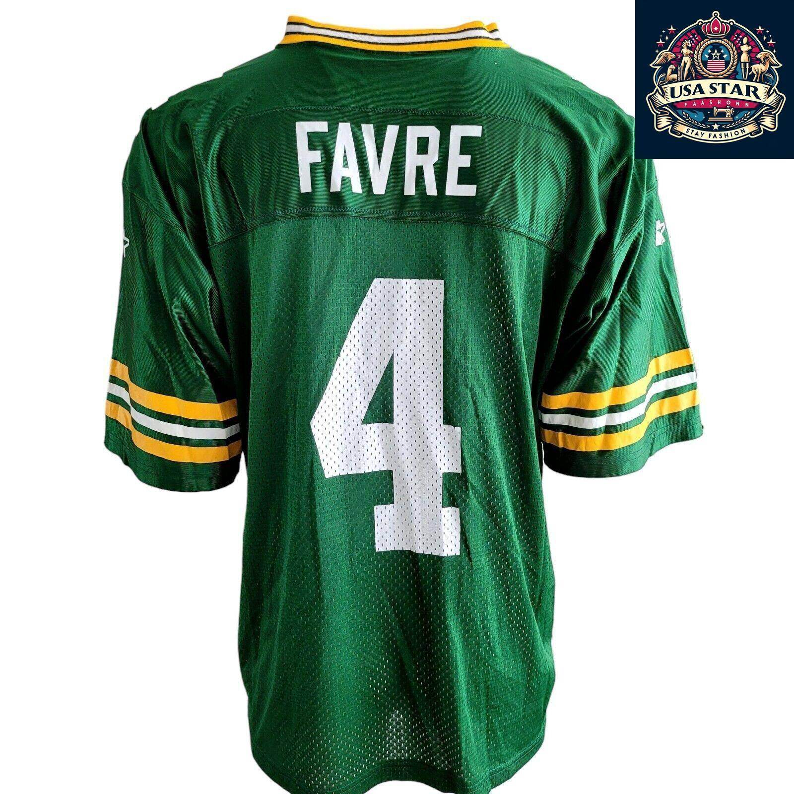Brett Favre Jersey 4 Green Bay Packers - Size XL, 100% Polyester, Authentic NFL Gear - USASTARFASHION