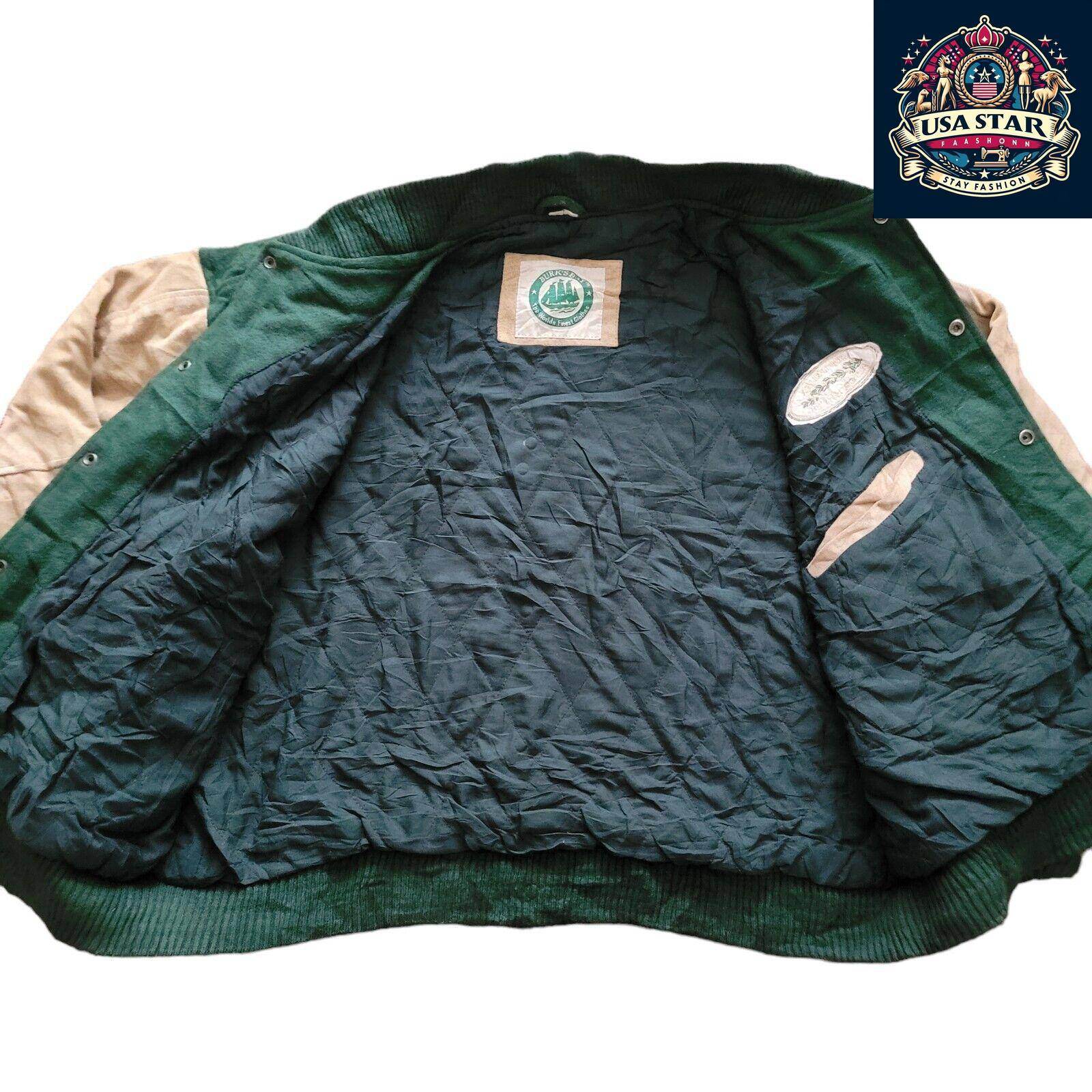 Burk's Bay Men's Wool Leather Jacket - XL Montpelier Nut Real Leather Sleeves, Timeless Style - USASTARFASHION