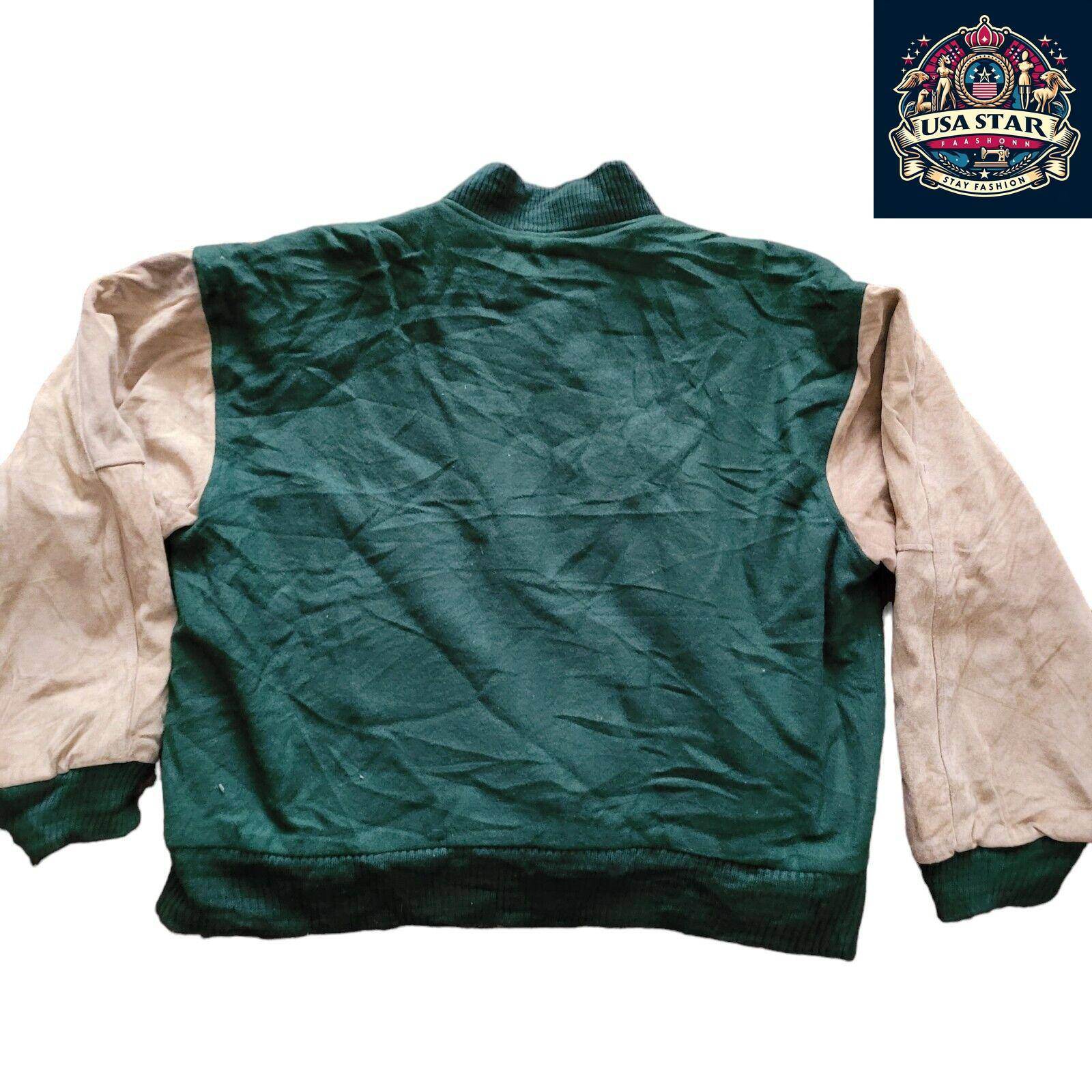 Burk's Bay Men's Wool Leather Jacket - XL Montpelier Nut Real Leather Sleeves, Timeless Style - USASTARFASHION
