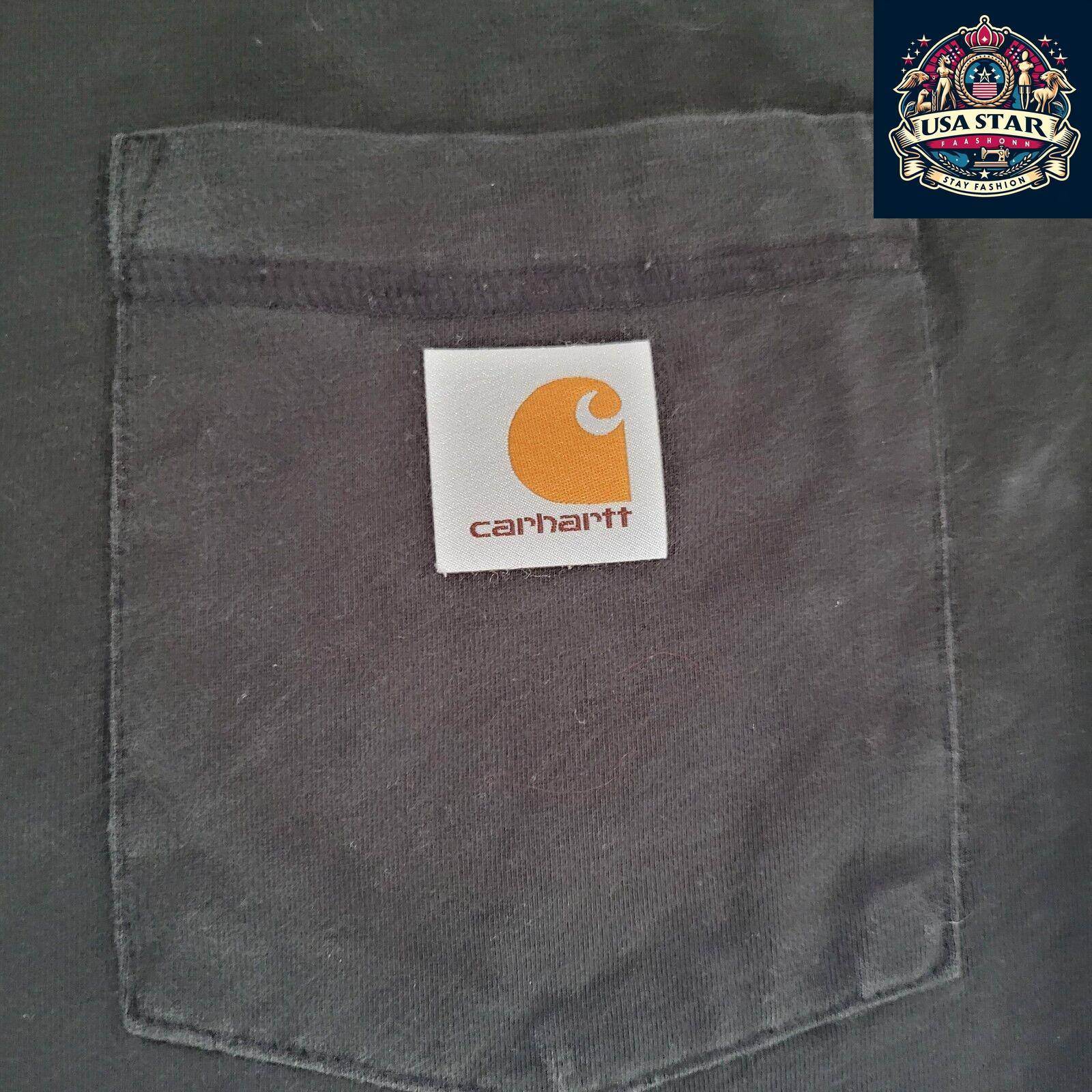 Carhartt Long Sleeve Shirt for Men, Charcoal Relaxed Fit, Durable 60% Cotton Blend, Size M - USASTARFASHION