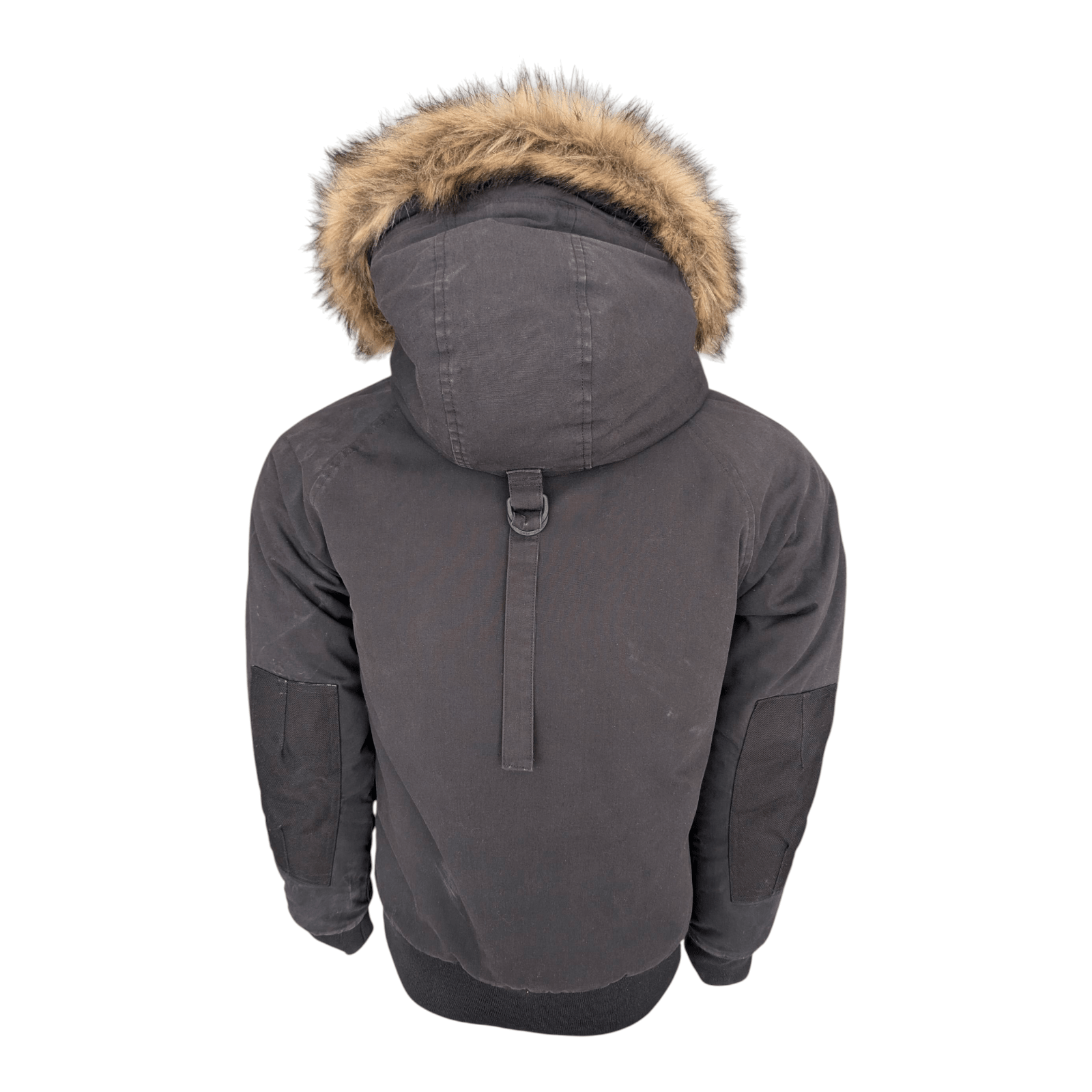 Carhartt WIP Trapper Jacket Black Faux Fur Hood Men’s Size S Small Winter Parka - USASTARFASHION