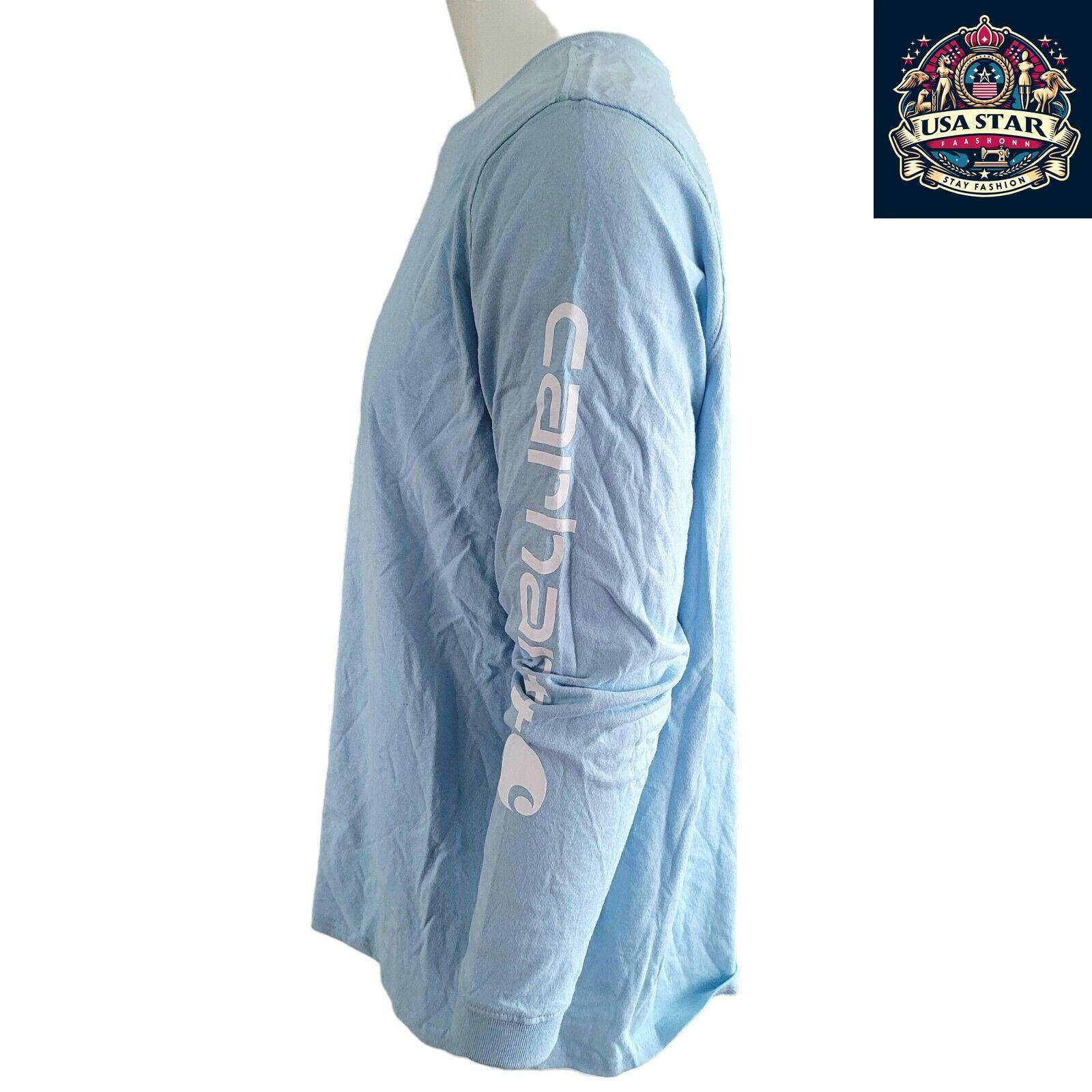 Carhartt Youth Shirt XL (16 - 18) Light Blue Long Sleeve, 100% Cotton, Loose Fit, Stylish Comfort - USASTARFASHION
