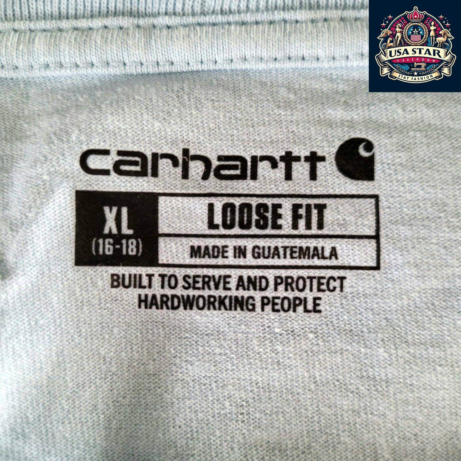 Carhartt Youth Shirt XL (16 - 18) Light Blue Long Sleeve, 100% Cotton, Loose Fit, Stylish Comfort - USASTARFASHION