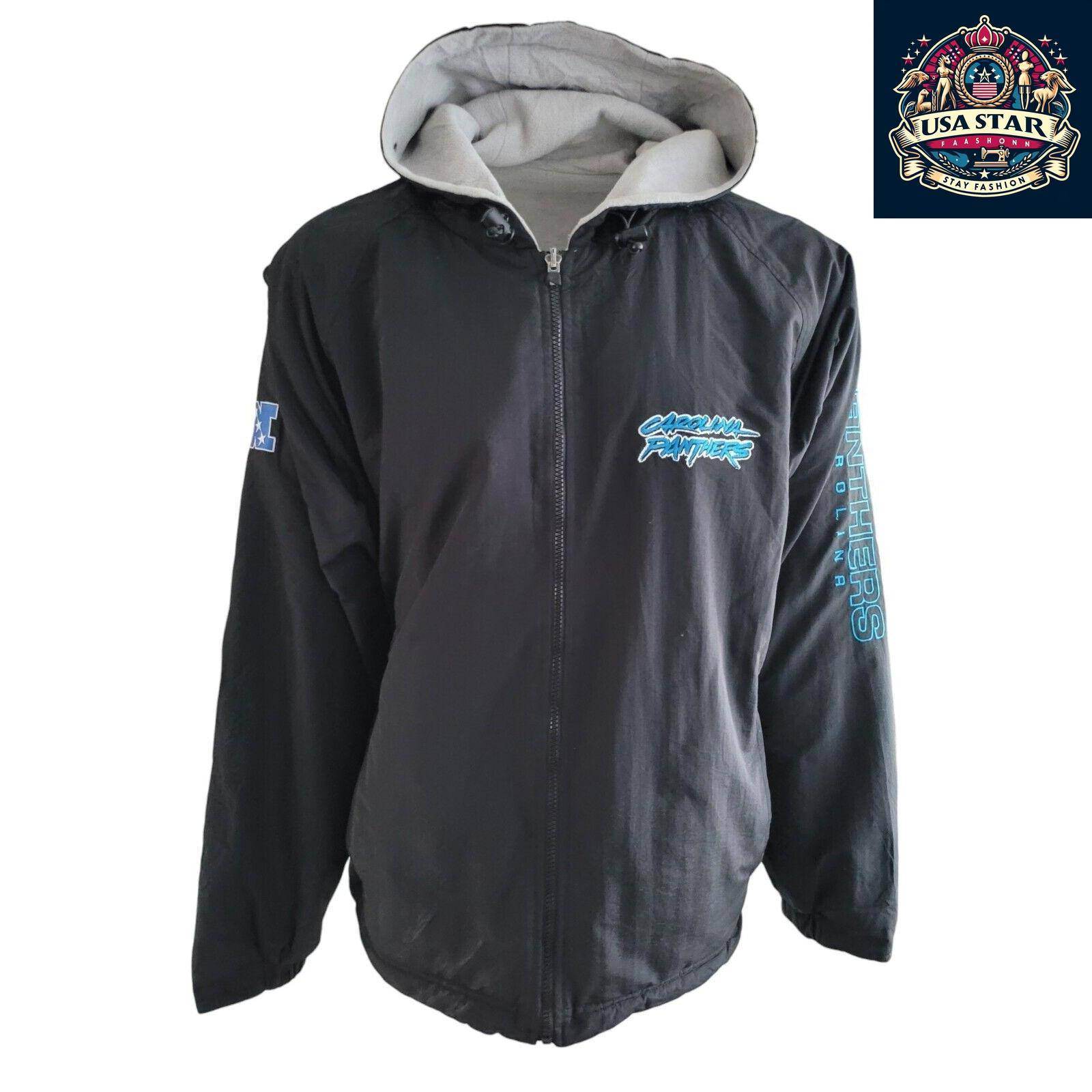 Carolina Panthers Jacket – Stylish 2 - In - 1 Reversible Design With Pockets, Size L - USASTARFASHION