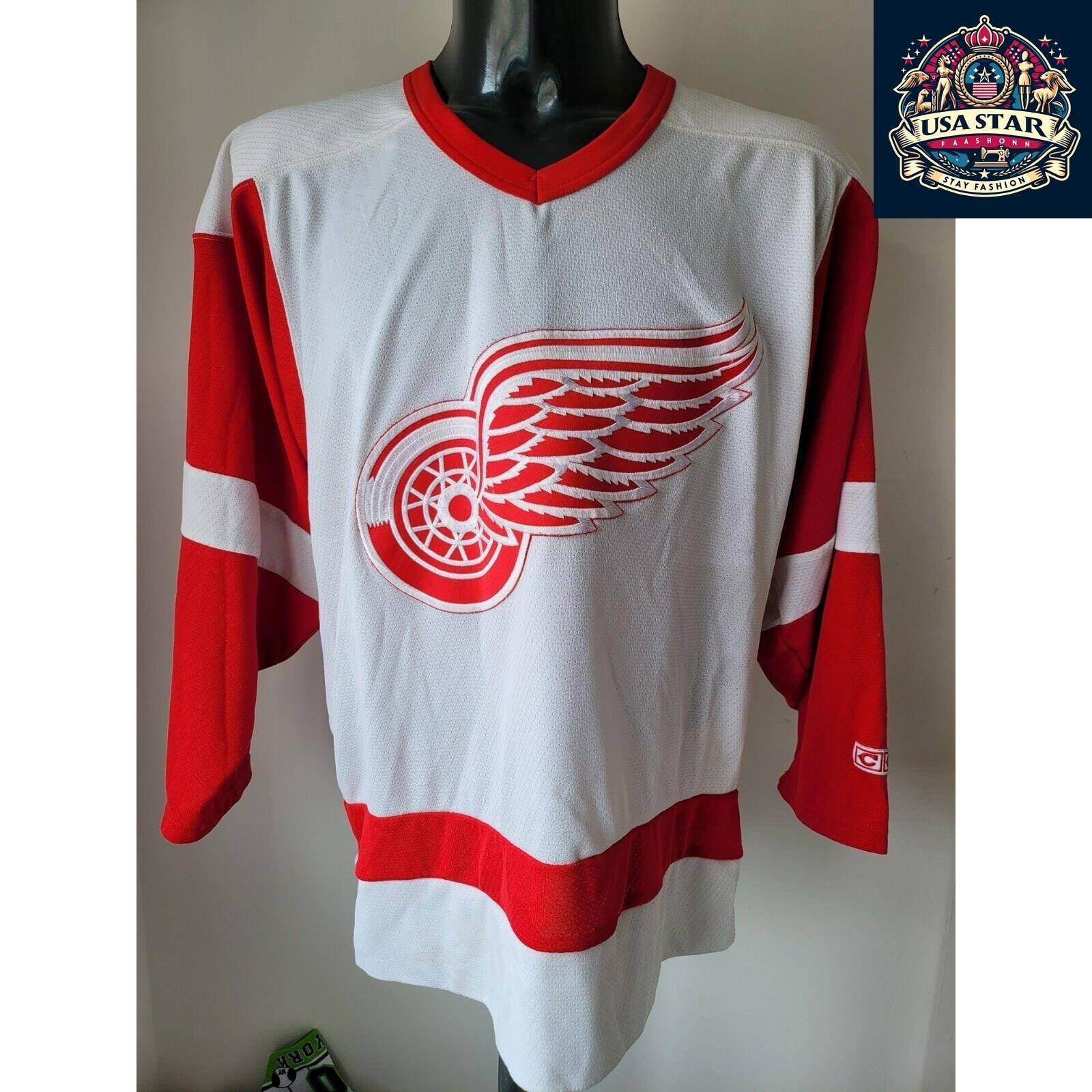 CCM NHL Red Wings Jersey 21 KARRERA, Medium, Breathable Fabric, Authentic Team Colors - USASTARFASHION