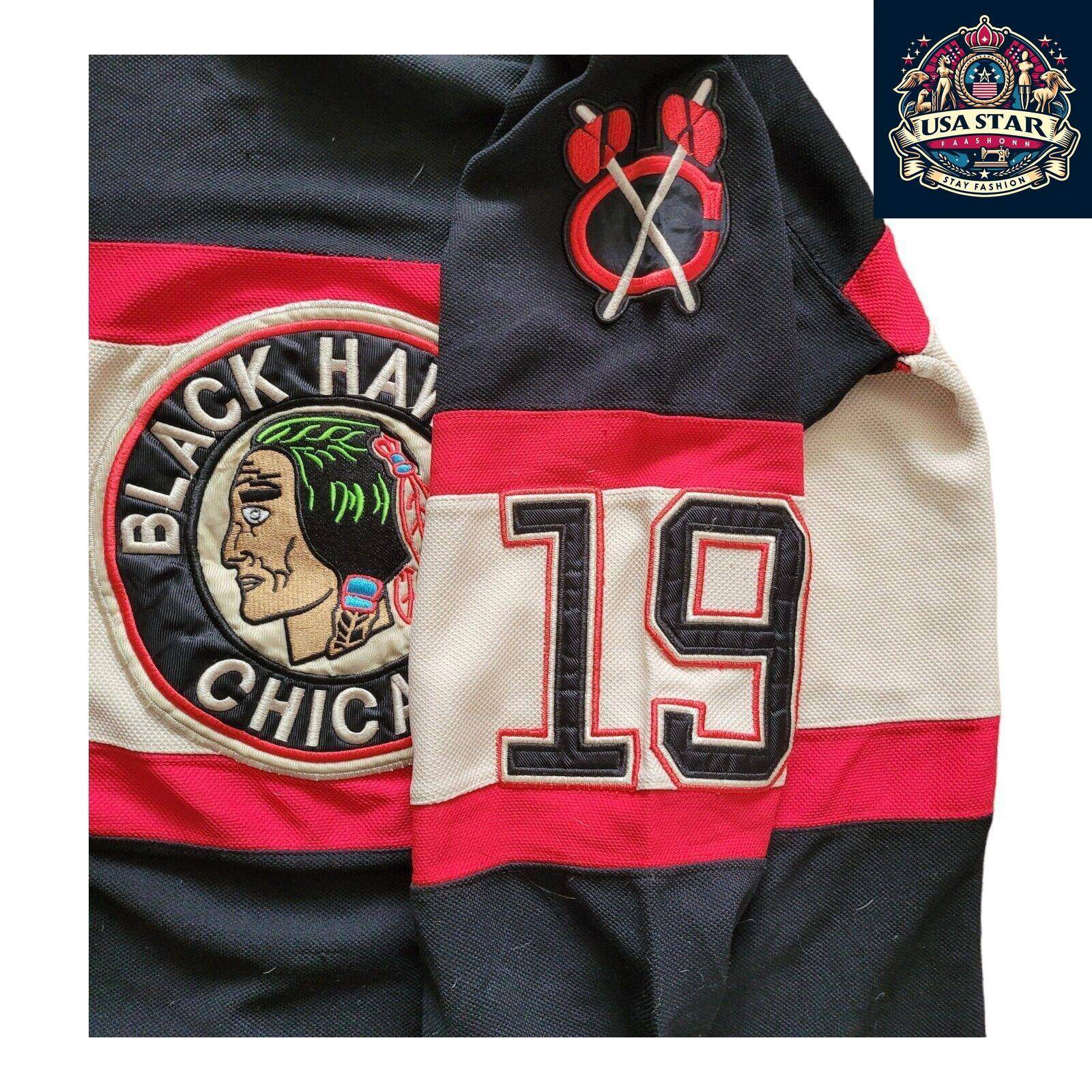 CCM Reebok NHL Chicago Blackhawks Jonathan Toews 19 Jersey Size 54 (L) - Stylish Black Design - USASTARFASHION
