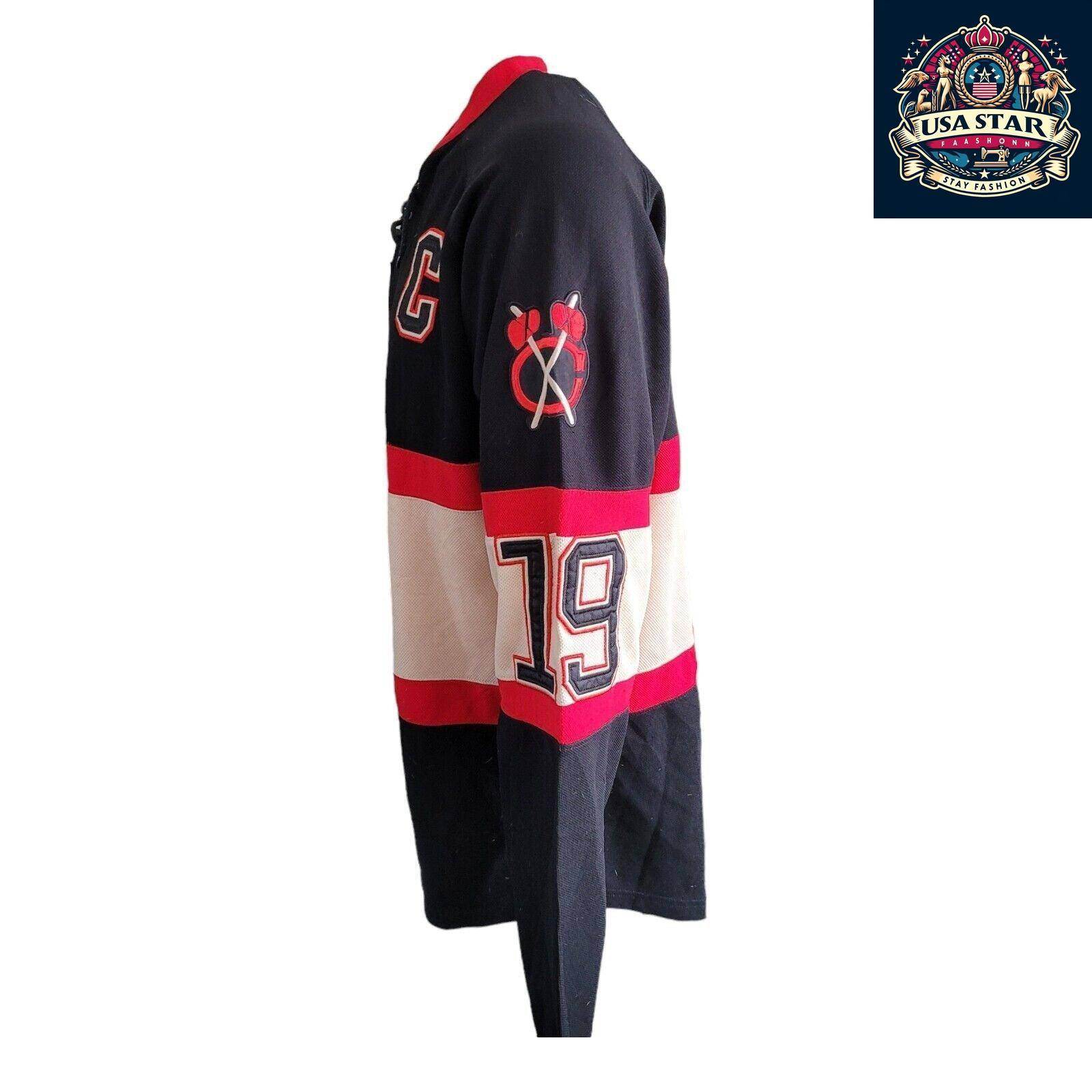 CCM Reebok NHL Chicago Blackhawks Jonathan Toews 19 Jersey Size 54 (L) - Stylish Black Design - USASTARFASHION