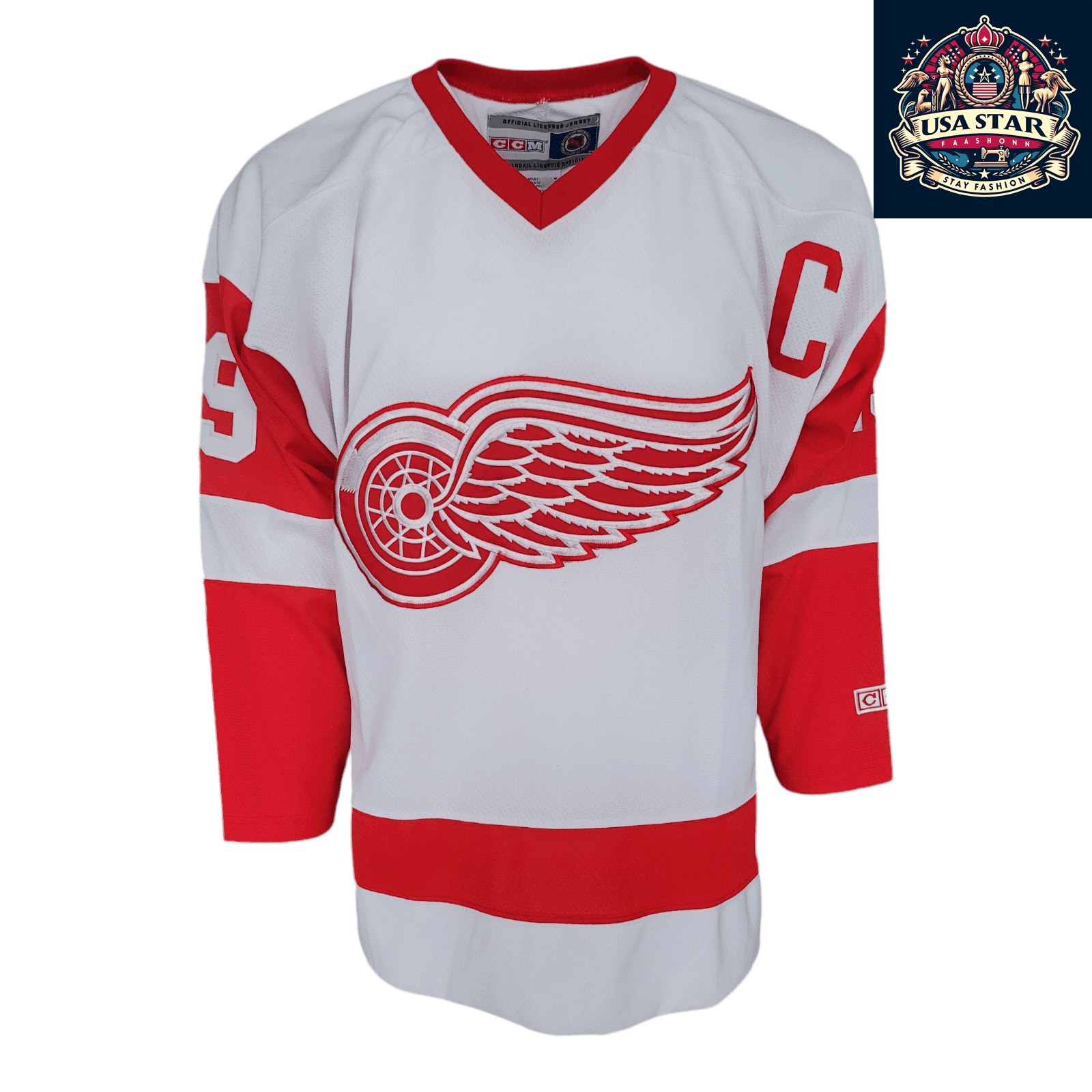 CCM Steve Yzerman 19 Detroit Red Wings Jersey for Adults - Official NHL Merchandise, Size M - USASTARFASHION