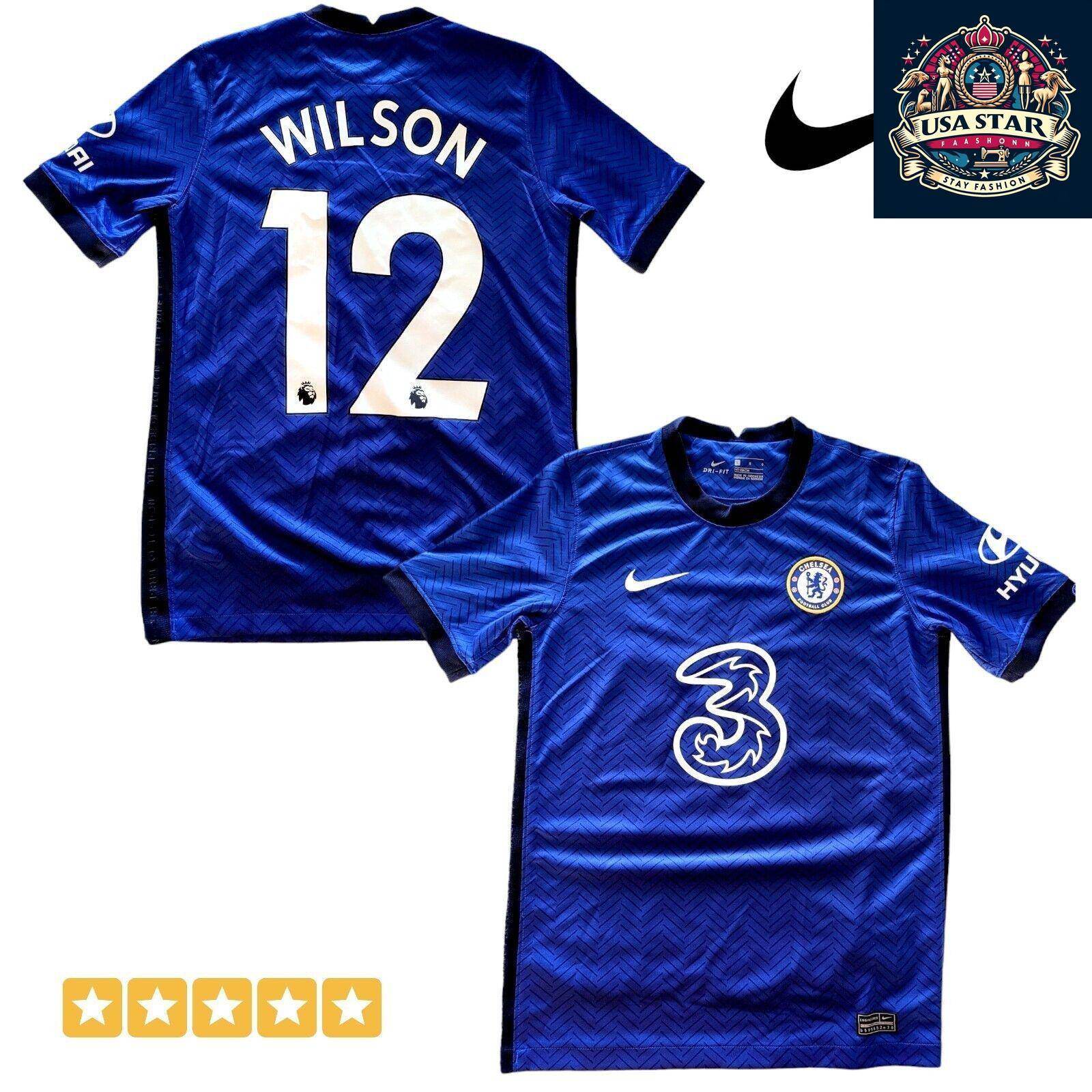 Chelsea FC Youth Home Jersey 2020/21 - Nike Dri - FIT - Personalized WILSON 12, Size L - USASTARFASHION
