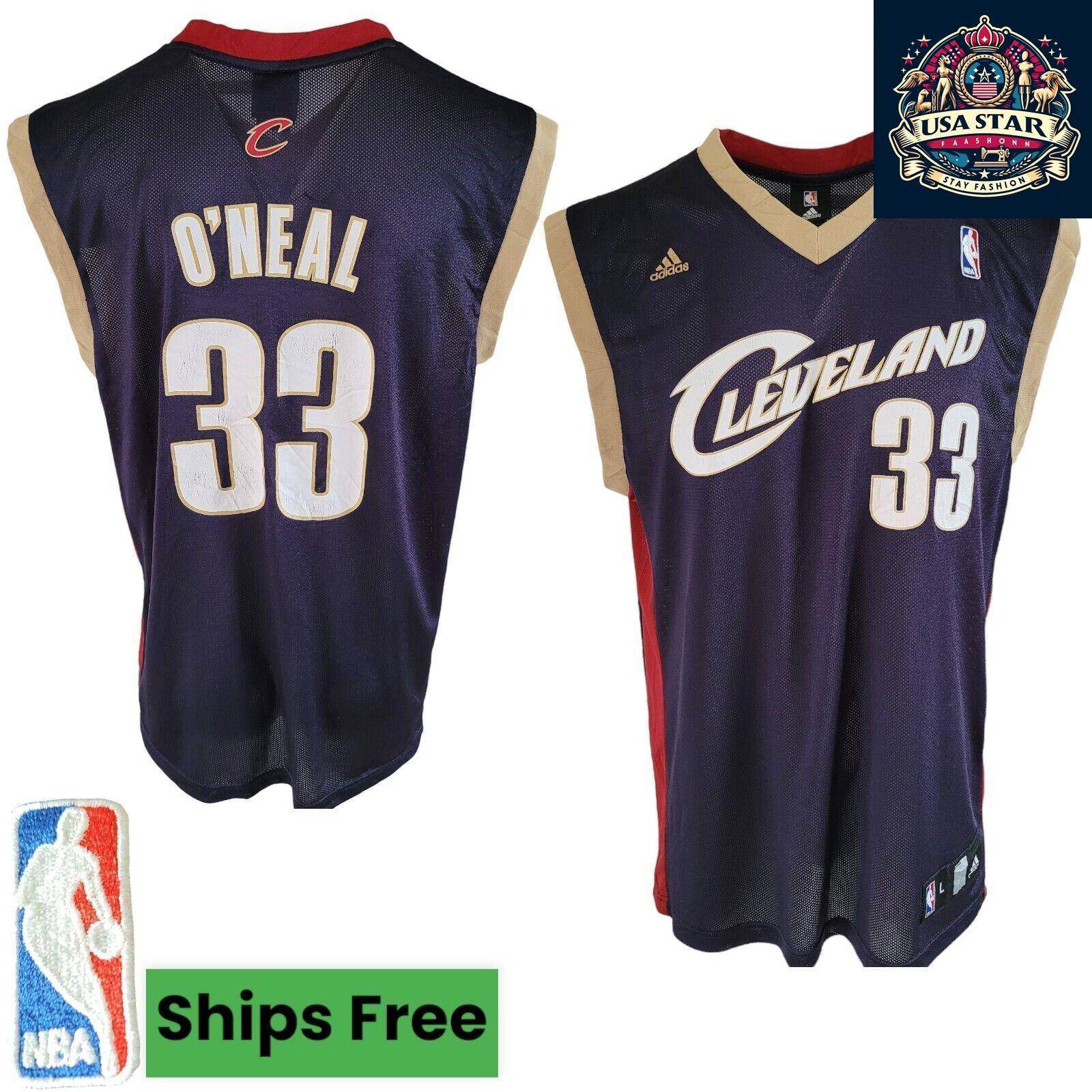 Cleveland Cavaliers Jersey 33 O'Neal by Adidas - Authentic Size L Basketball Shirt - USASTARFASHION