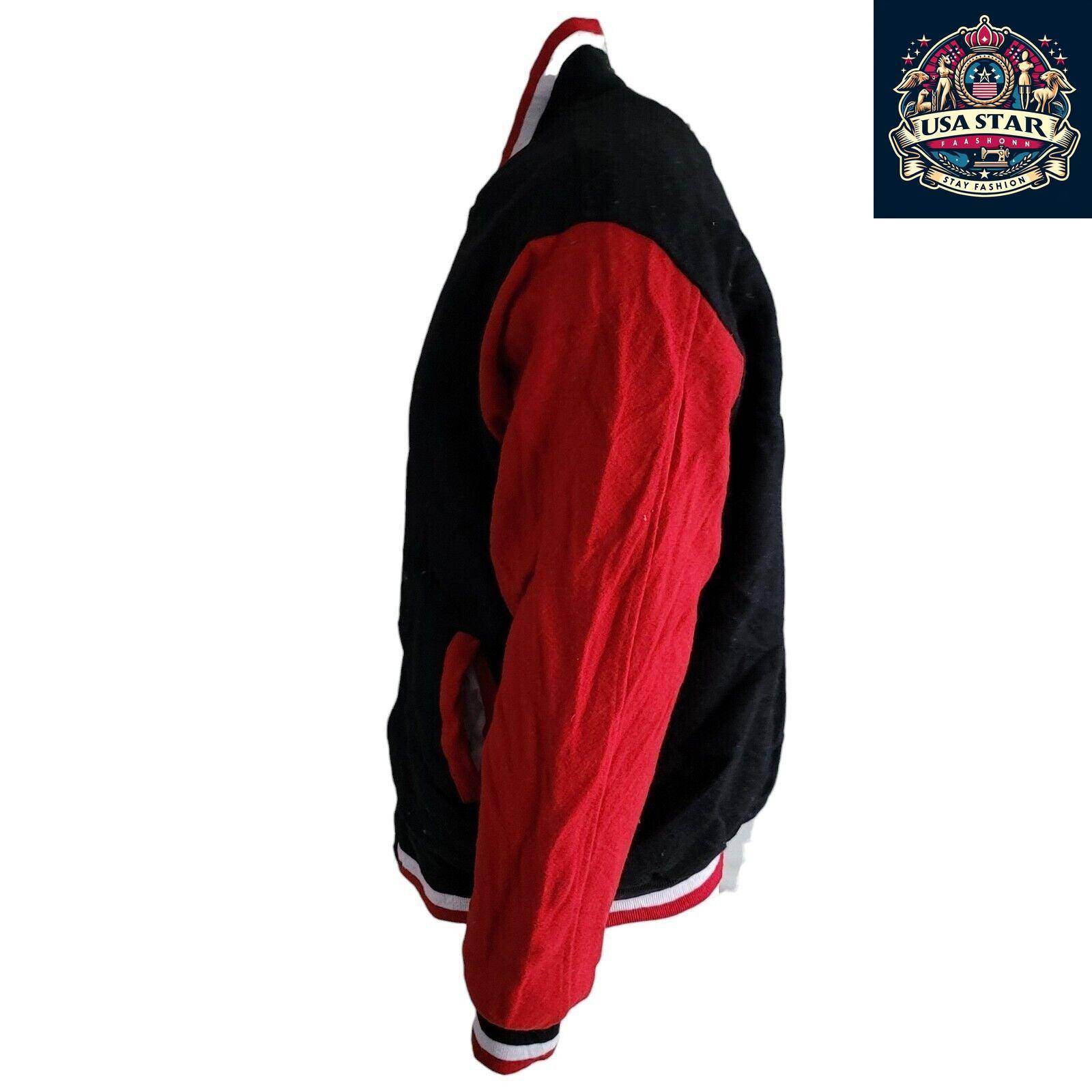 Coca Cola Bomber Jacket Men's XL Fleece Lined Maroon Wool Red Sleeves Auburn Sportswear - USASTARFASHION