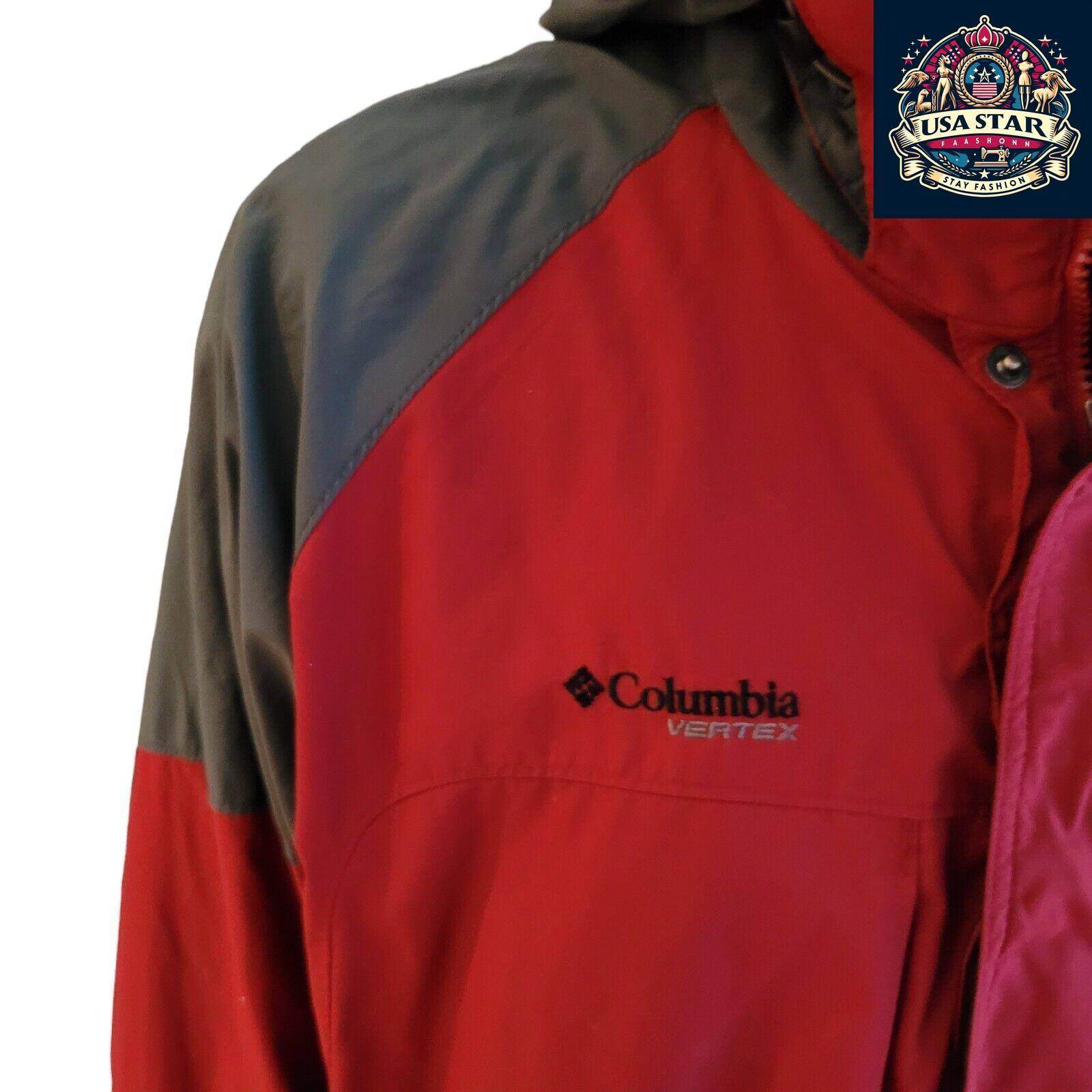 Columbia Vertex Core Jacket XL Burgundy Waterproof Mid - Length Parka for All Seasons - USASTARFASHION
