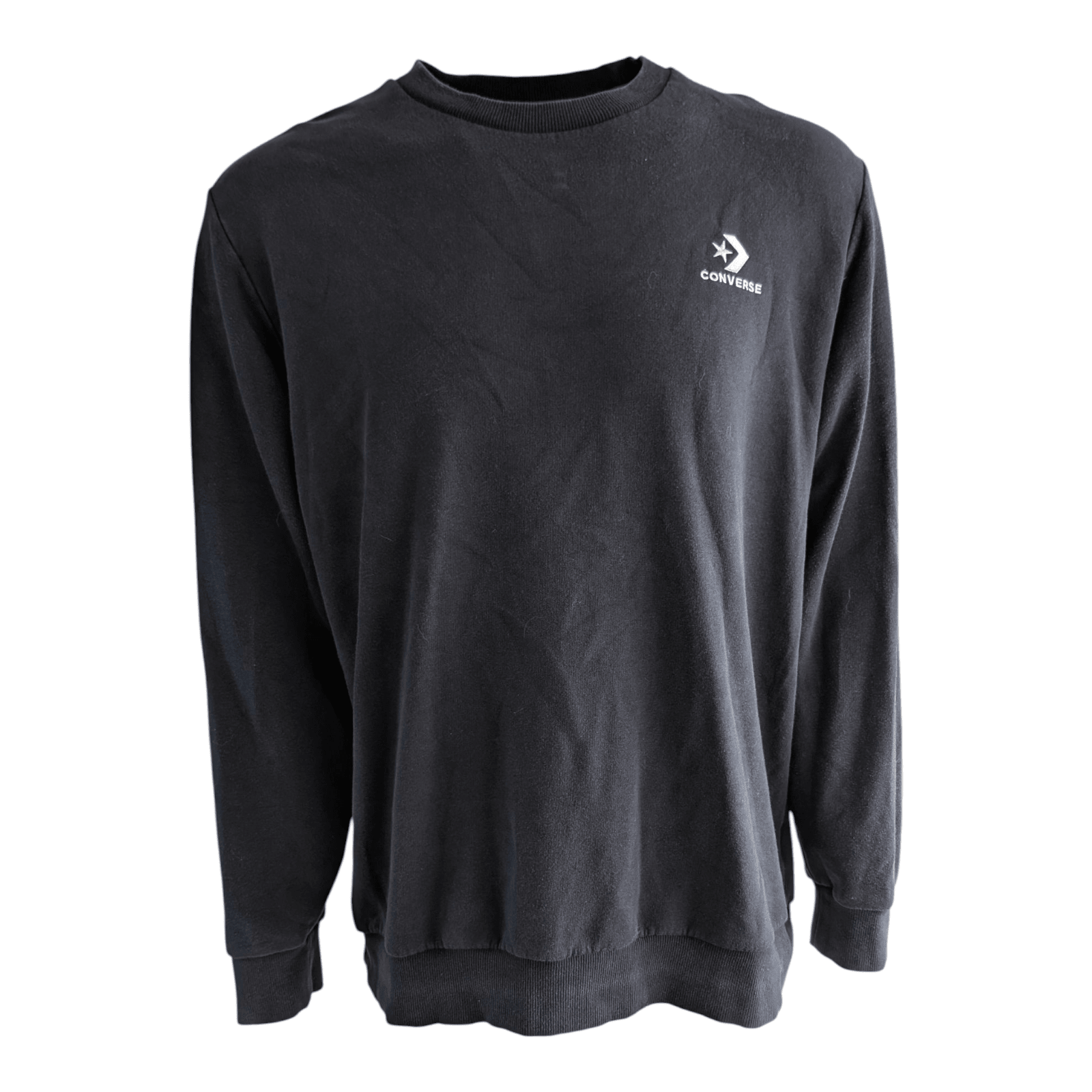 Converse Men’s Sweater XXL – Black Logo Pullover - USASTARFASHION
