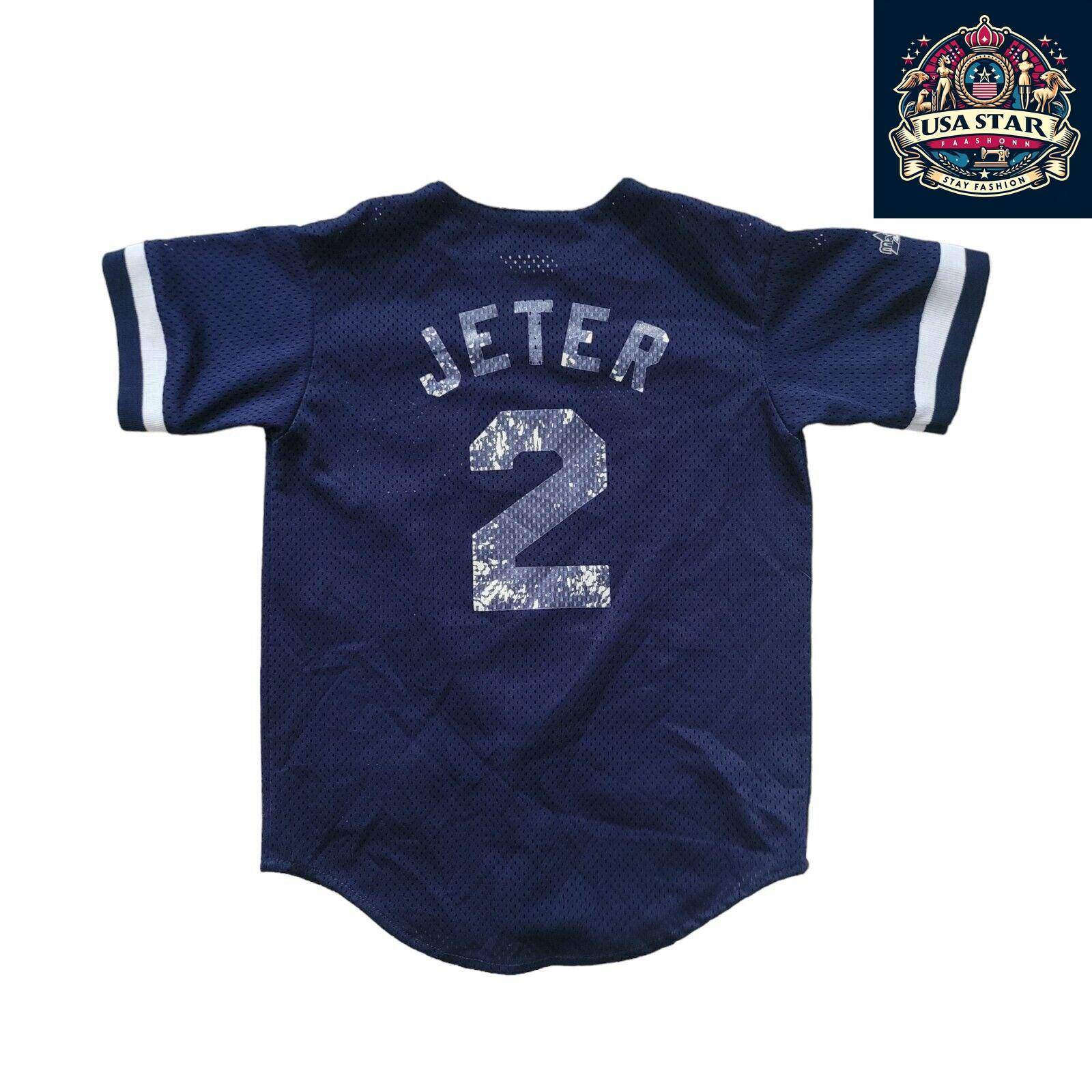 Derek Jeter Youth T-Shirt, New York Yankees 2 Design, 100% Cotton, Size Small for Young Fans - USASTARFASHION