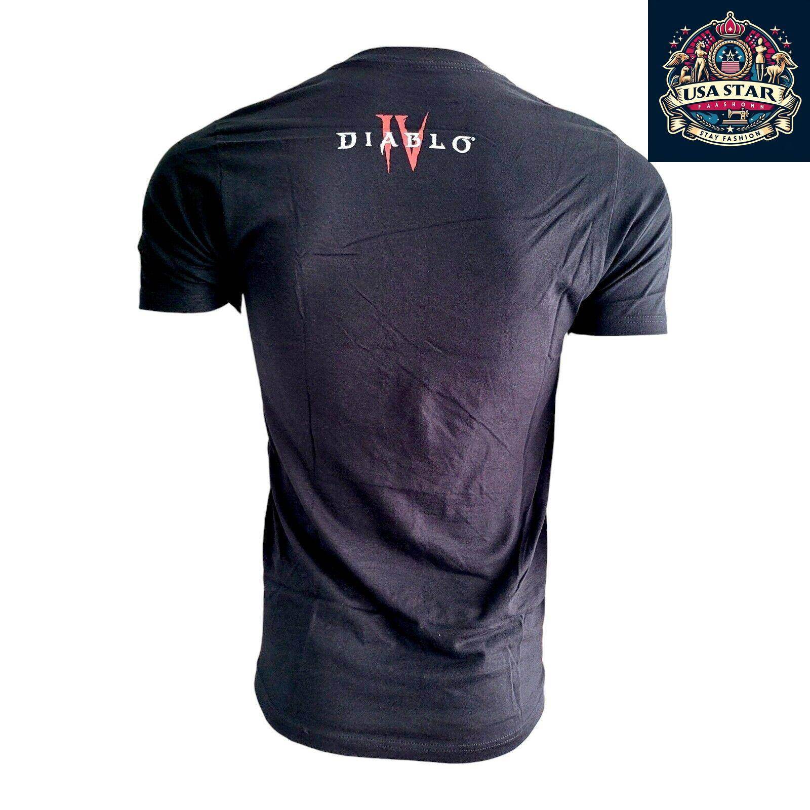 Diablo IV T-Shirt - Lilith Is Back Black 100% Cotton Unisex S/M with Bold Graphic Design - USASTARFASHION