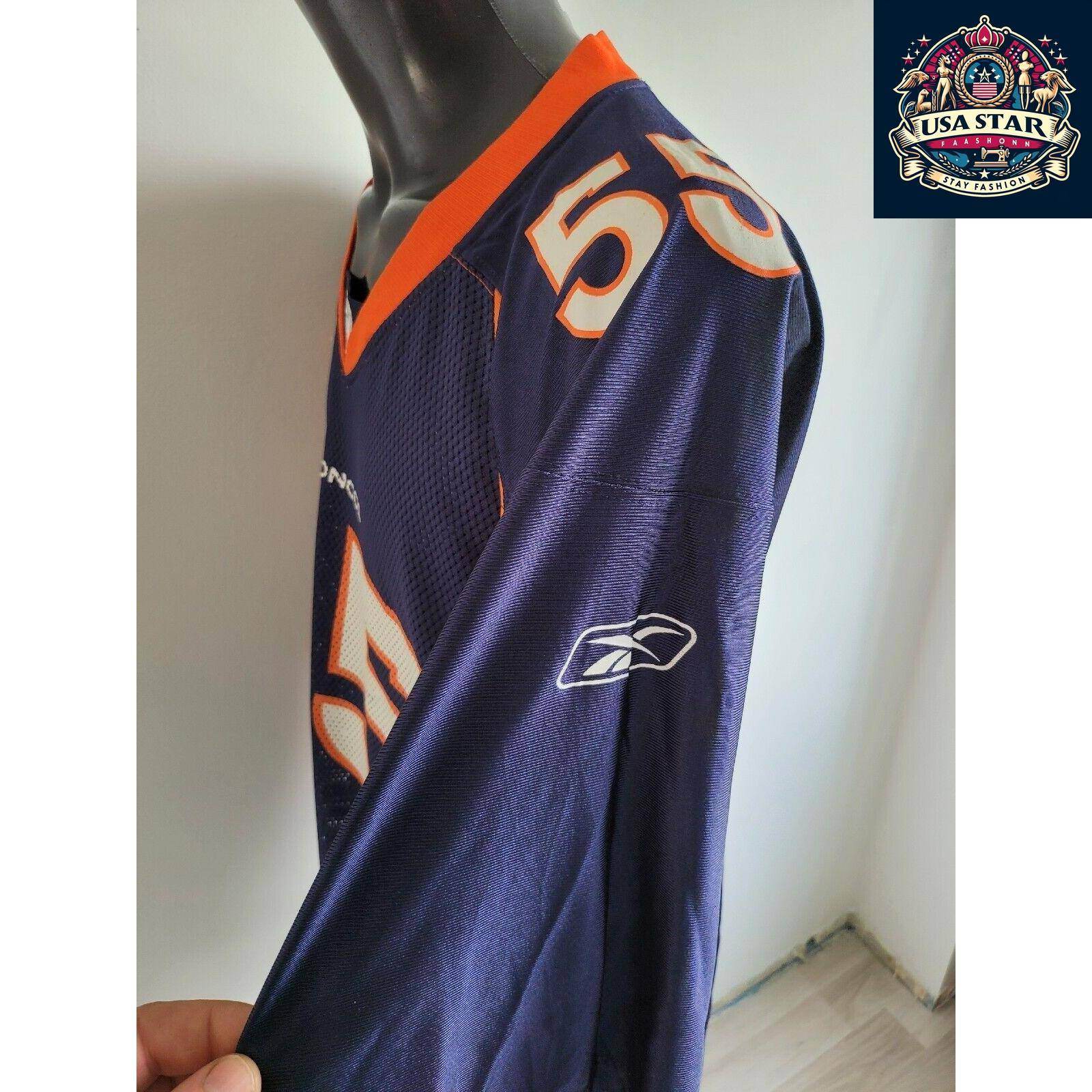 DJ Williams 55 Denver Broncos Jersey - Authentic NFL Reebok Onfield Navy Size L - USASTARFASHION